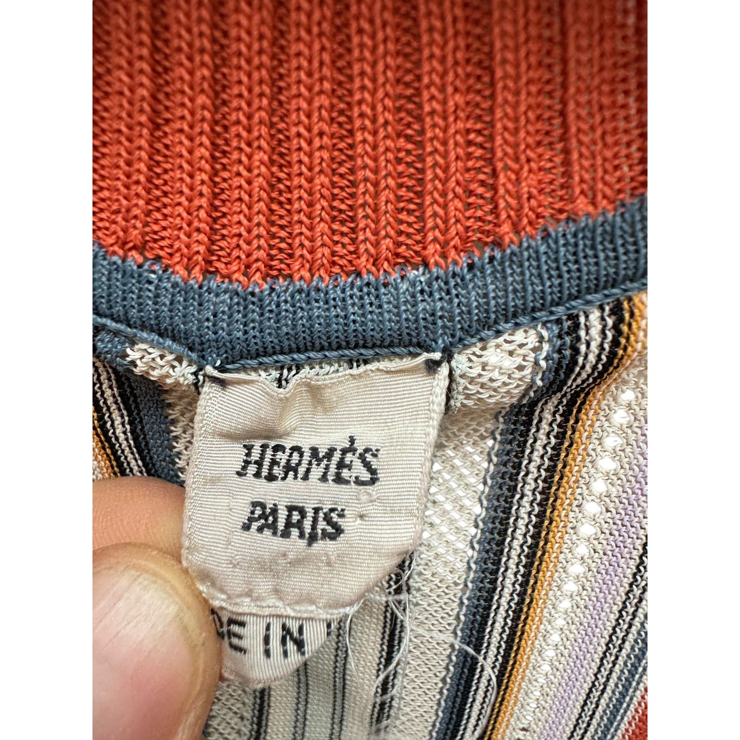 Orange White Knitted Polo Shirt Women