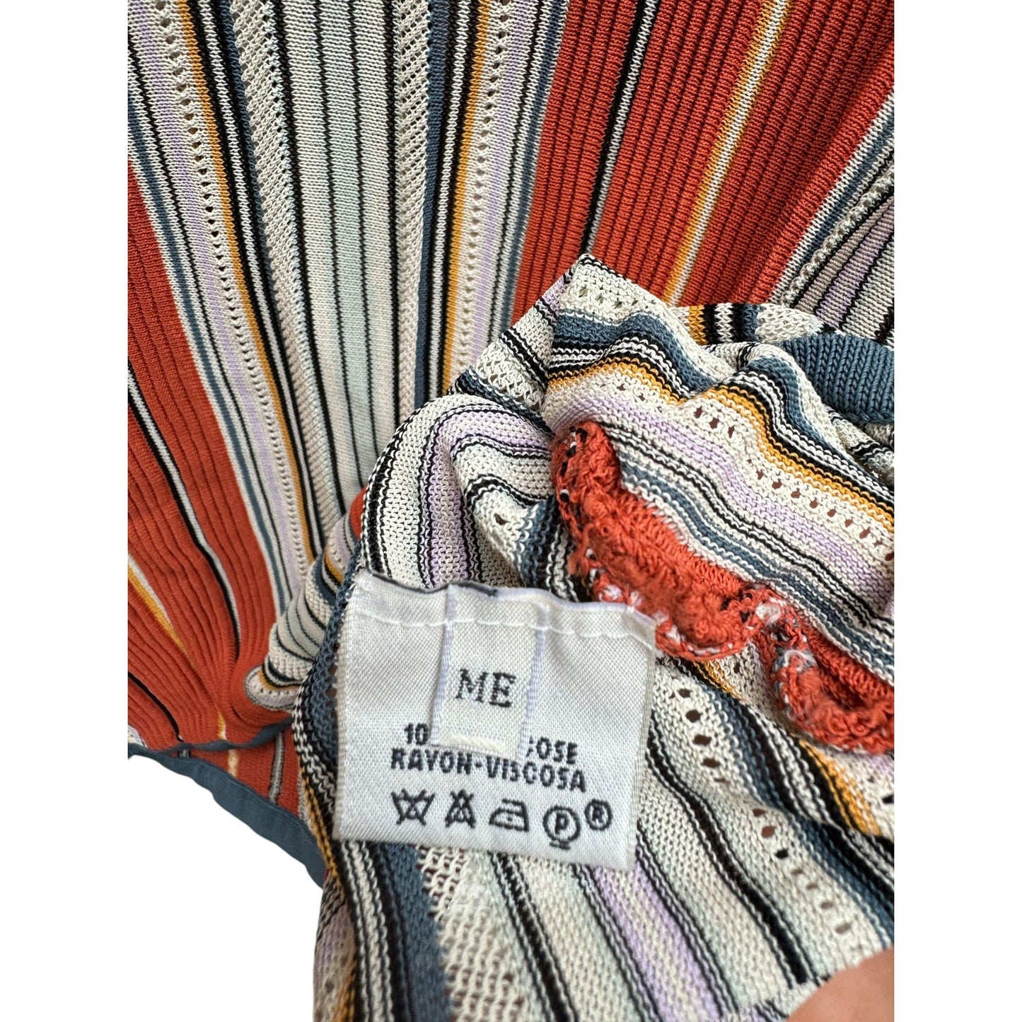 Orange White Knitted Polo Shirt Women