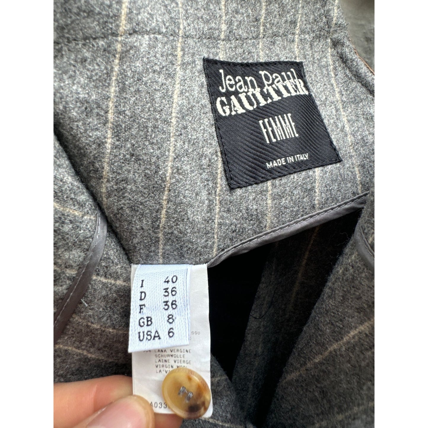Jean Paul Gaultier
Fall/Winter 1988–1989 Grey Wool Pinstripe Suit
Size IT 40 / FR 36 / S
