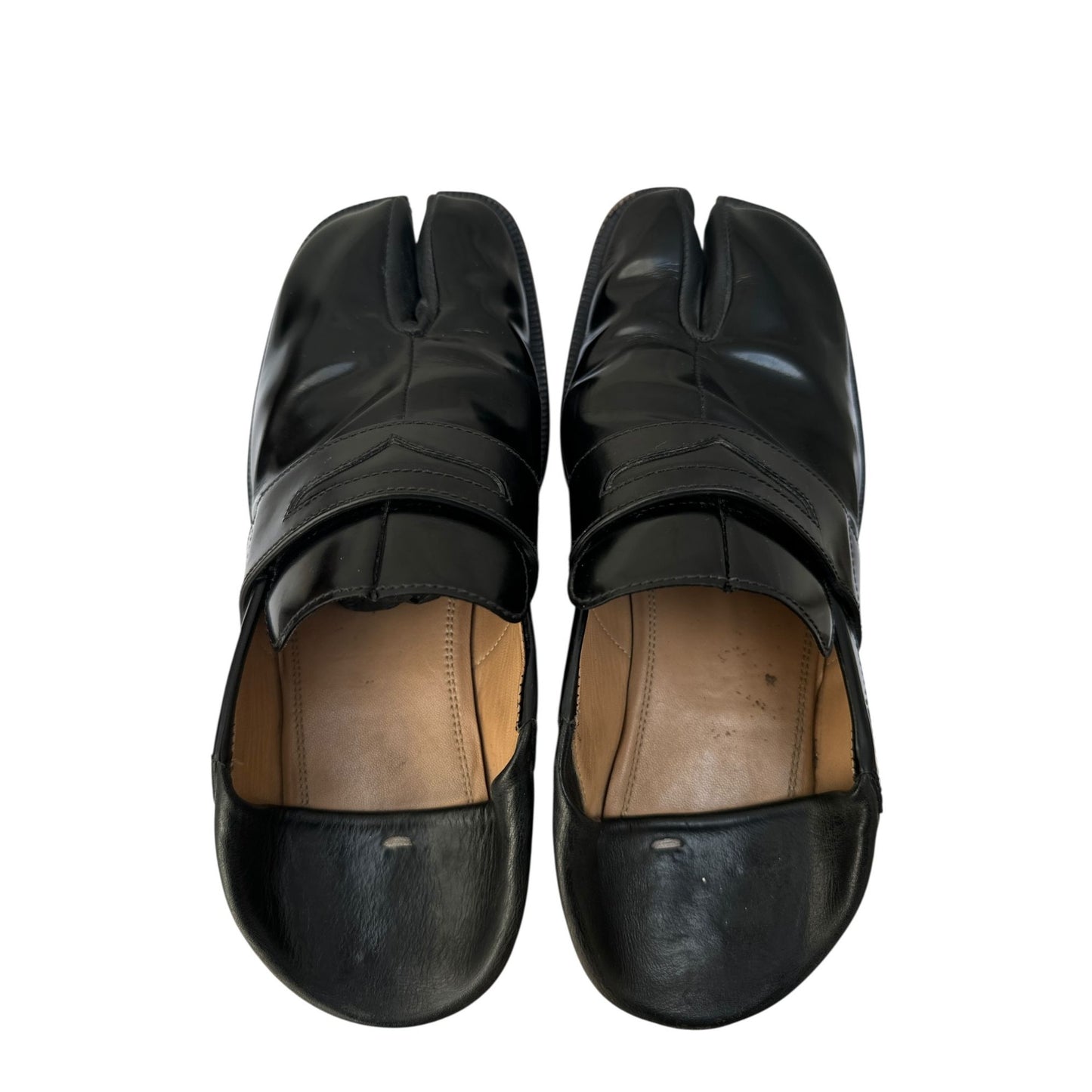 Black Leather Tabi Loafers