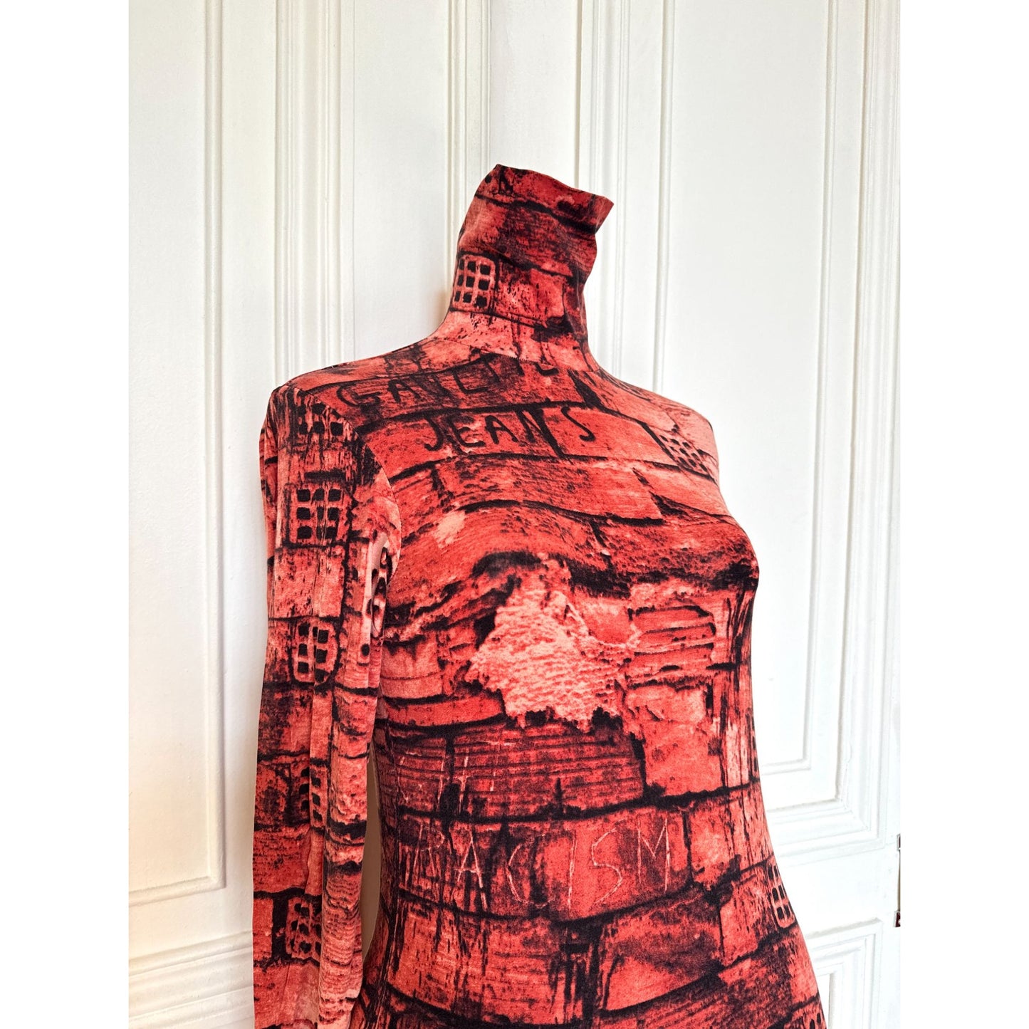 Iconic 1996 “Racism” Graffiti Print Rollneck Top