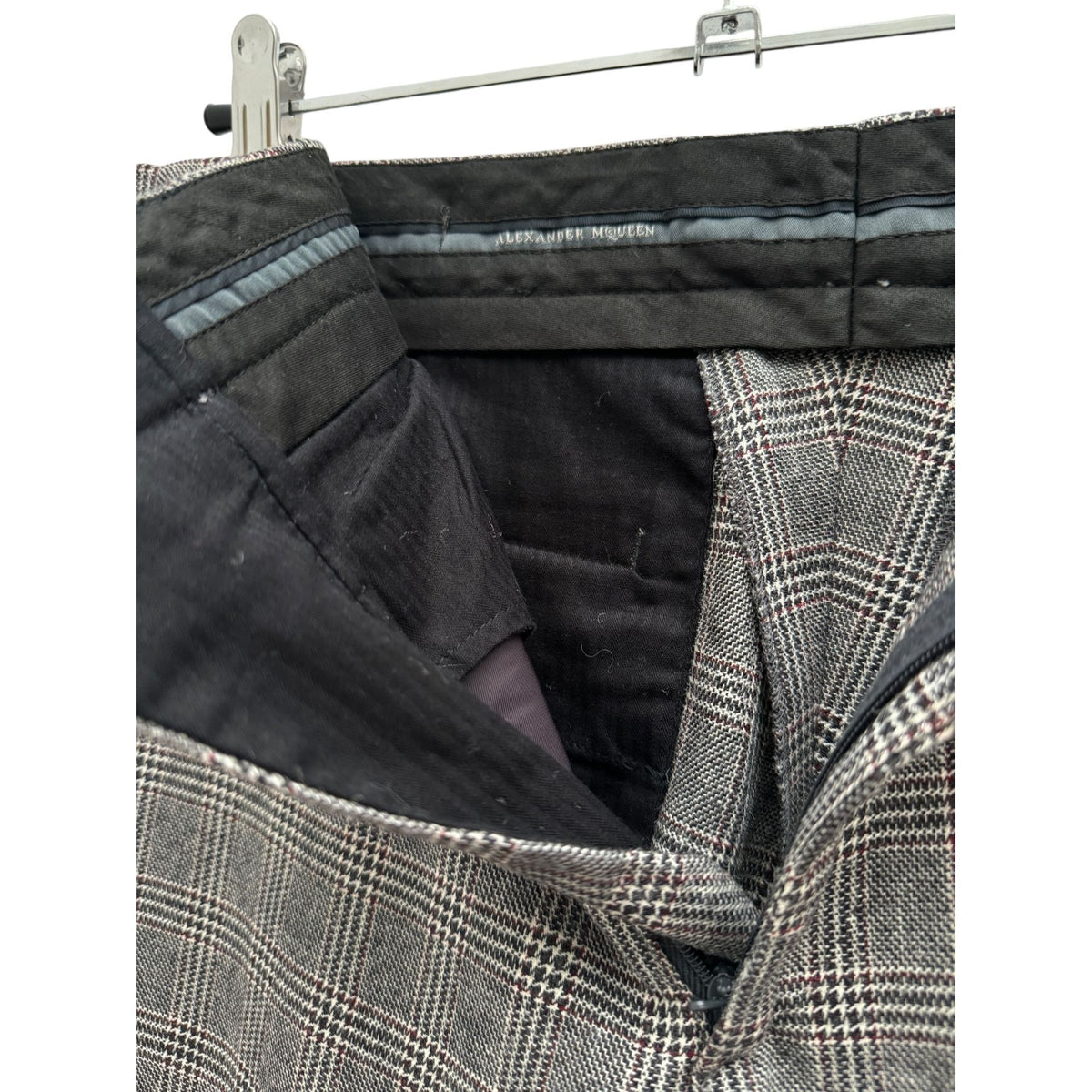 Grey Prince of Wales Check Wool Trousers
