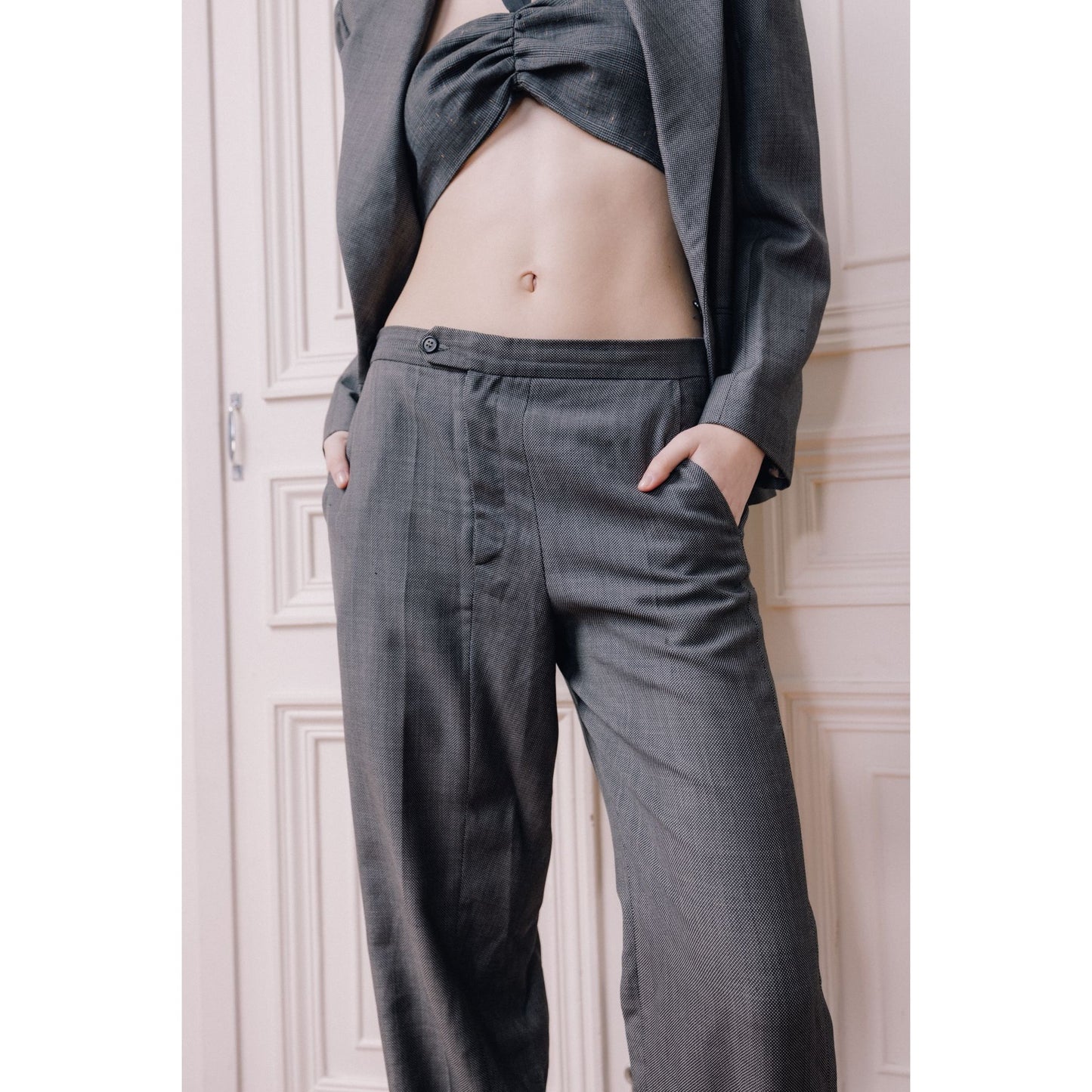 Fall/Winter 2000 Grey Wool Asymmetric Trousers