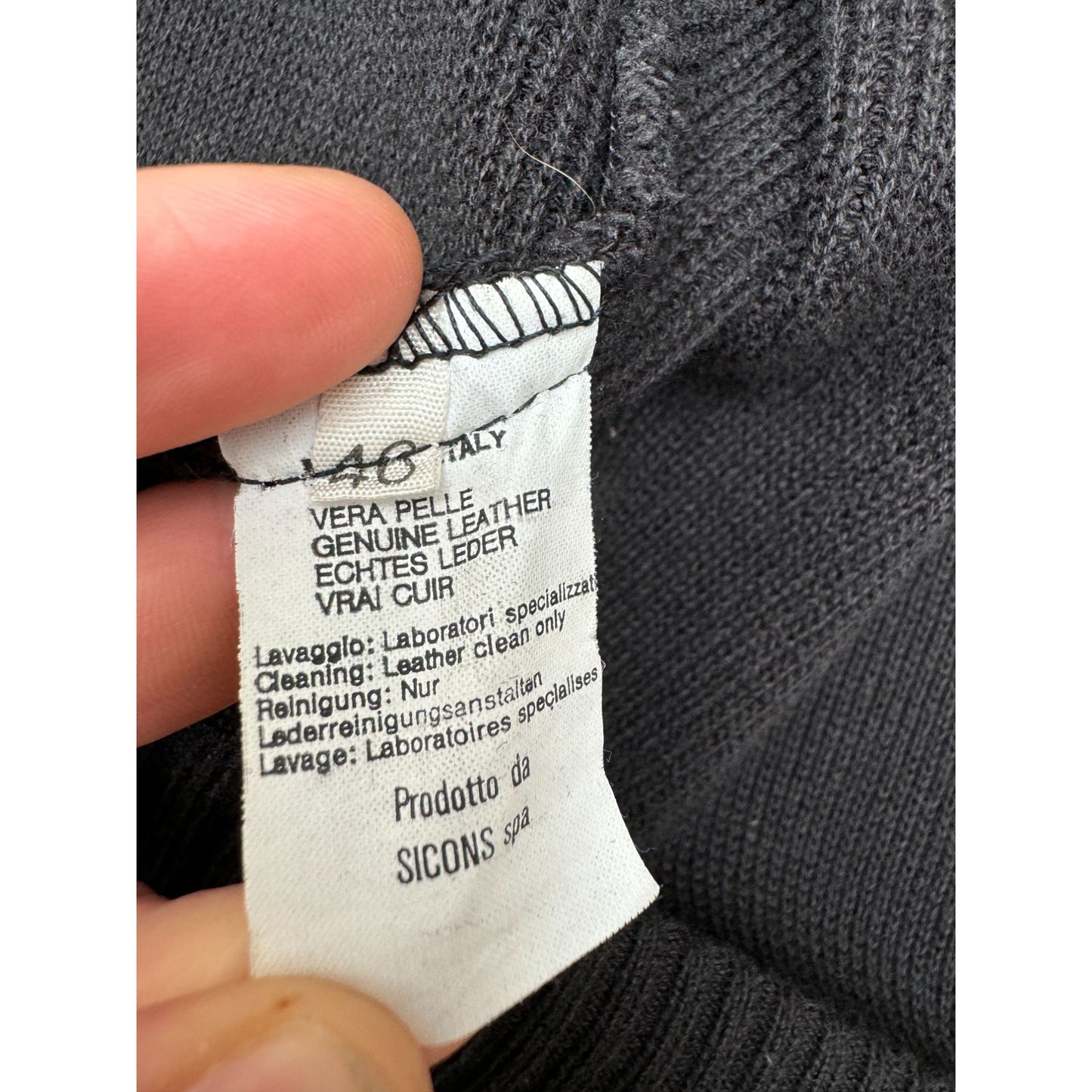 1990s Black Suede & Navy Knitted Cropped Jacket