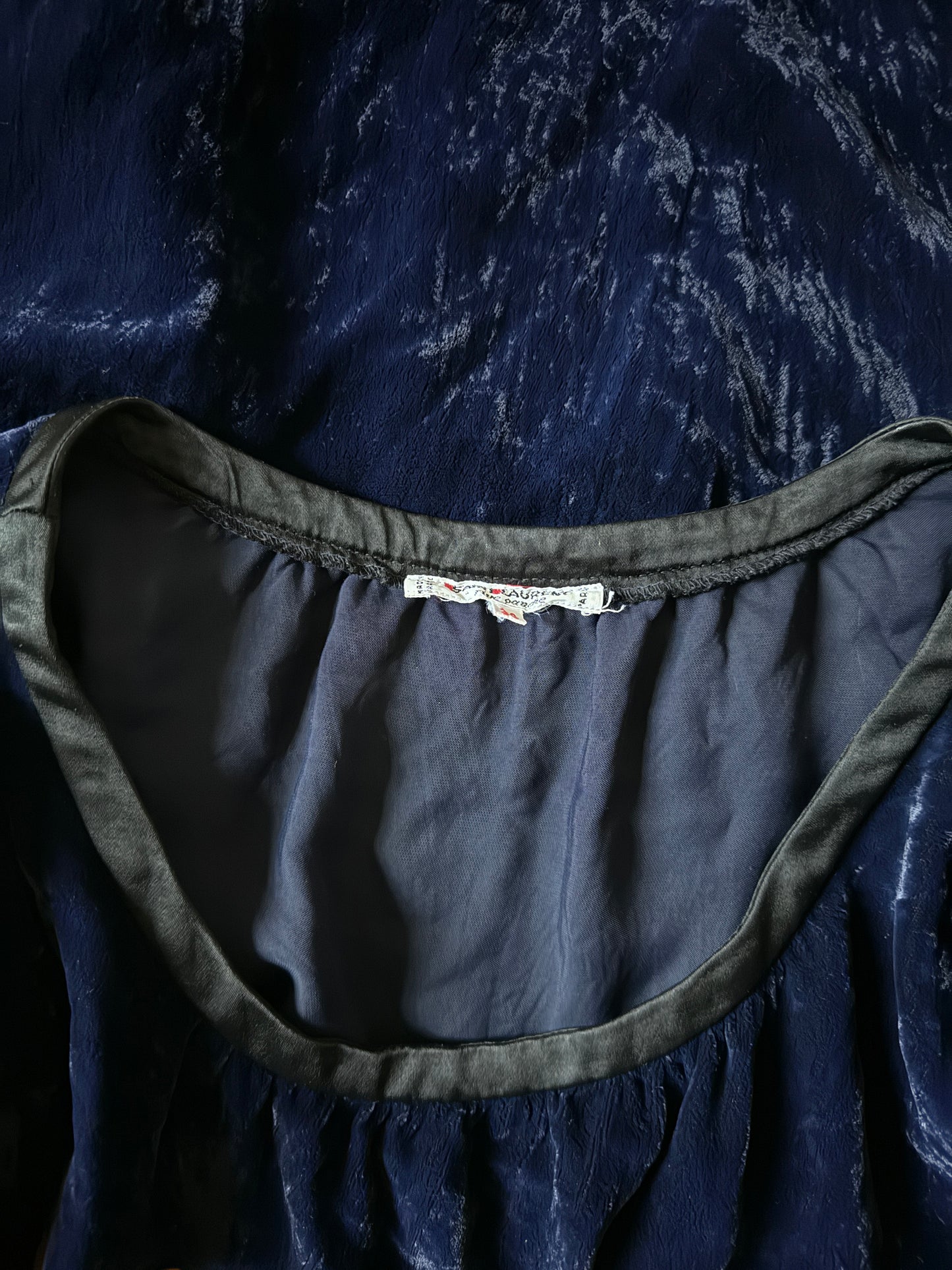 1970s Navy Velvet Top