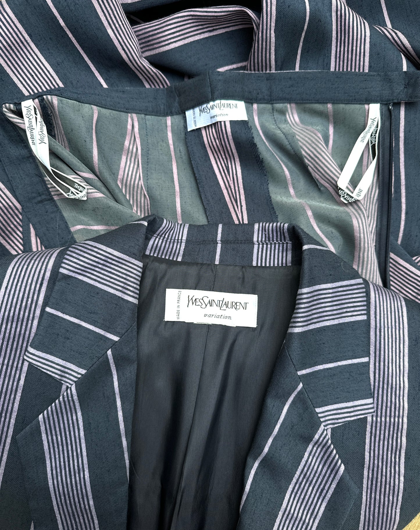1990s Striped Linen Pants Suit