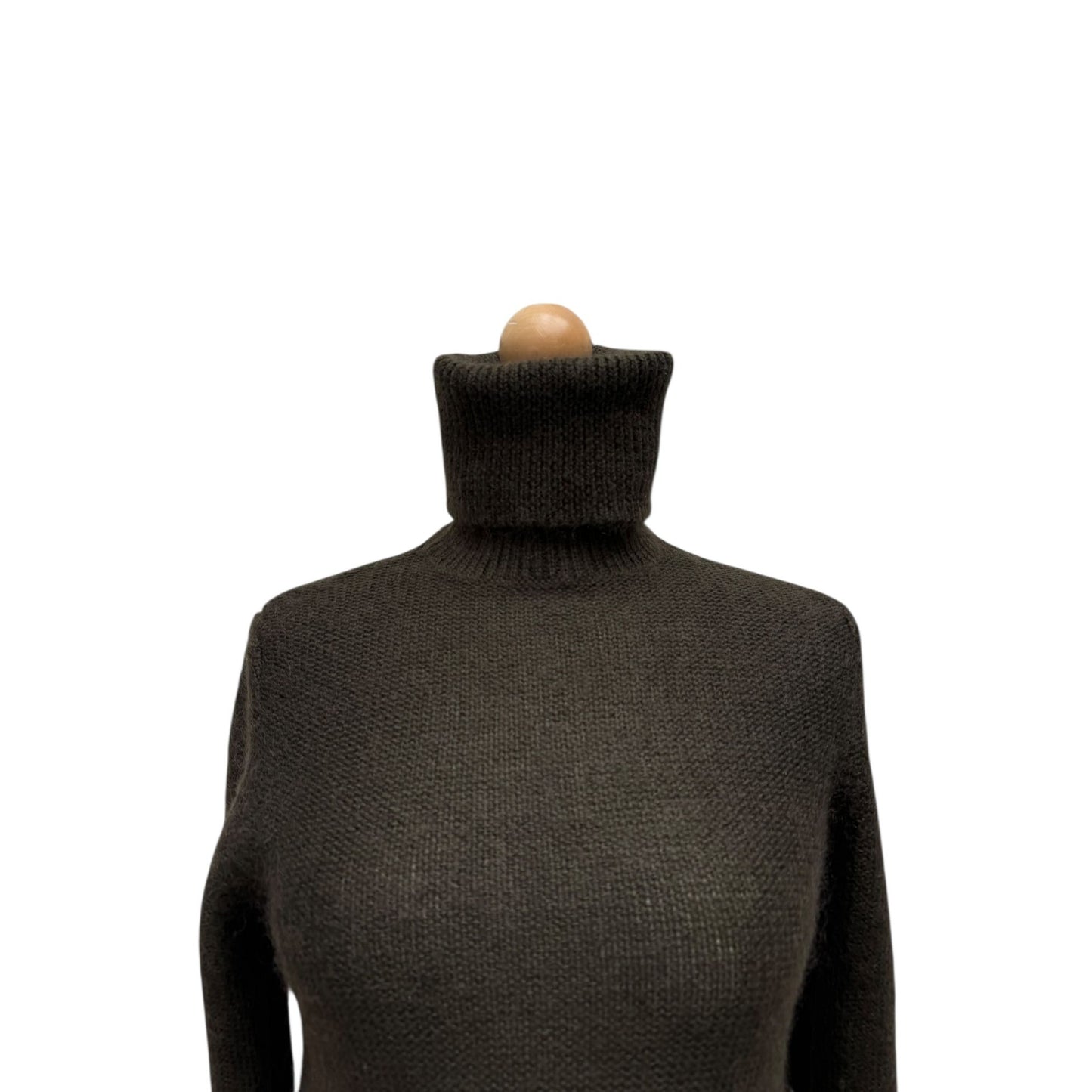 Vintage Brown Wool Ribbed Knit Dress