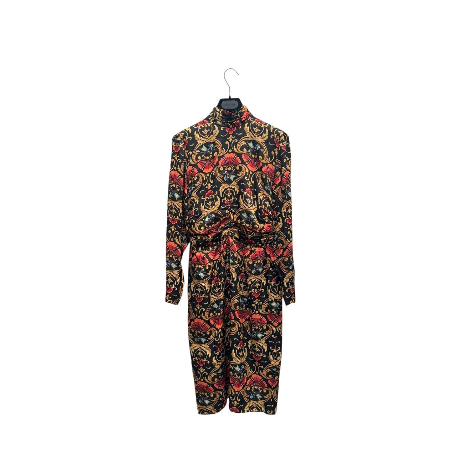 Vintage Baroque Print Silk Dress