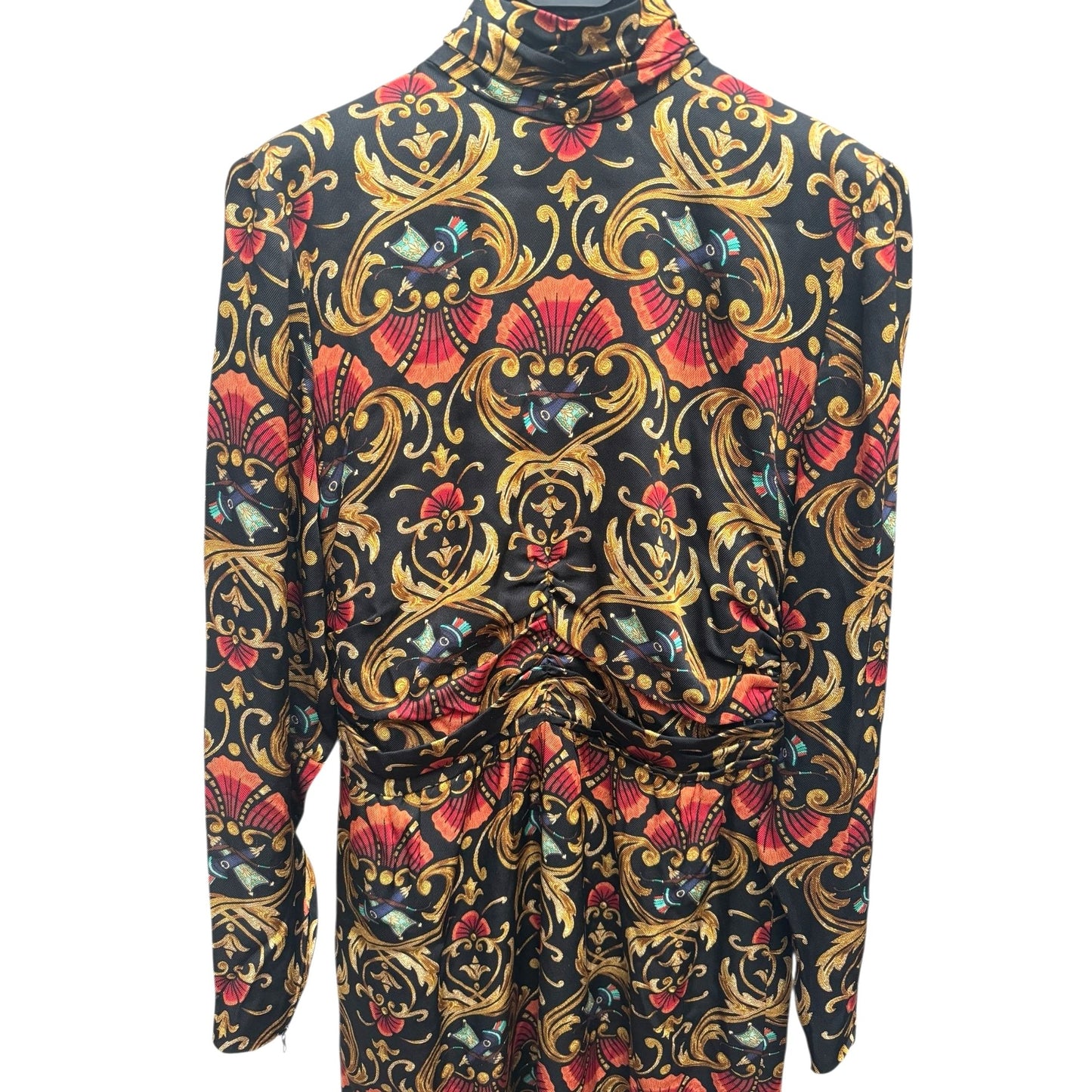 Vintage Baroque Print Silk Dress