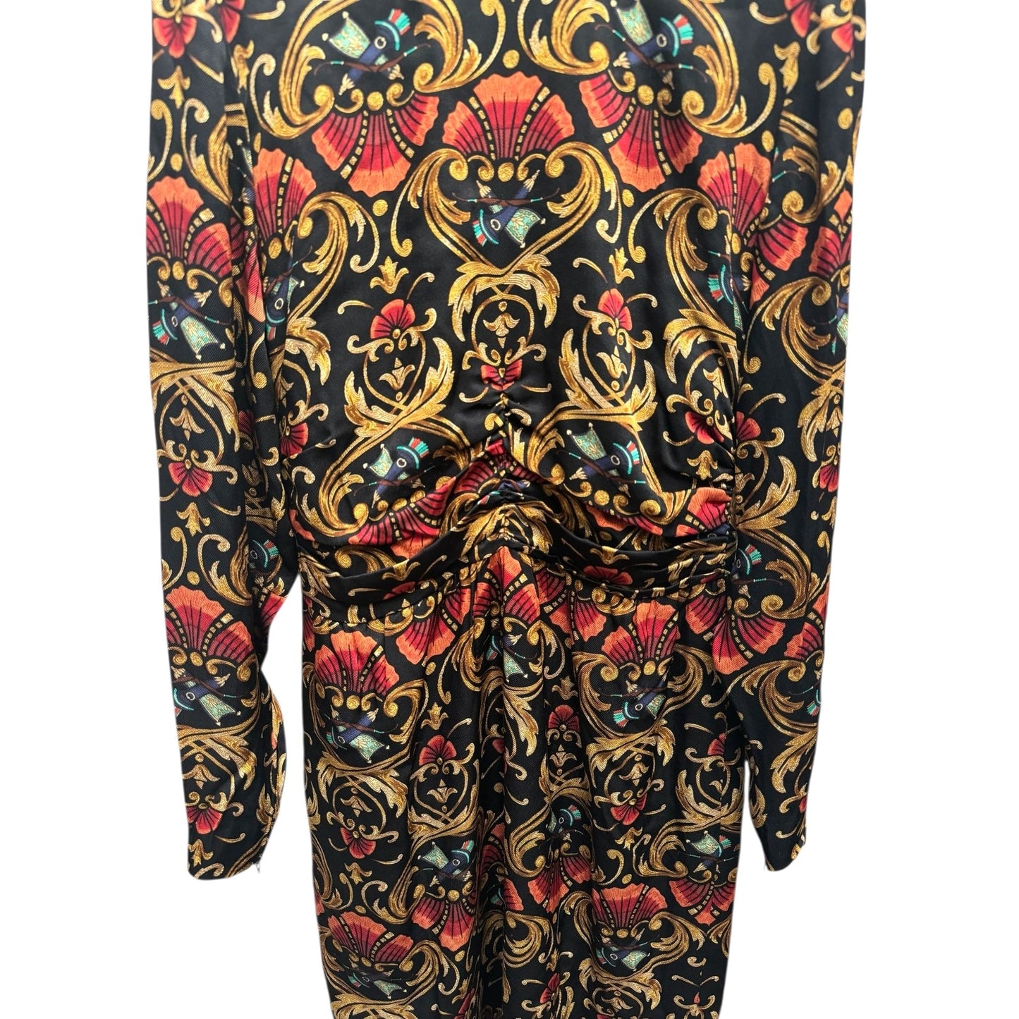 Vintage Baroque Print Silk Dress