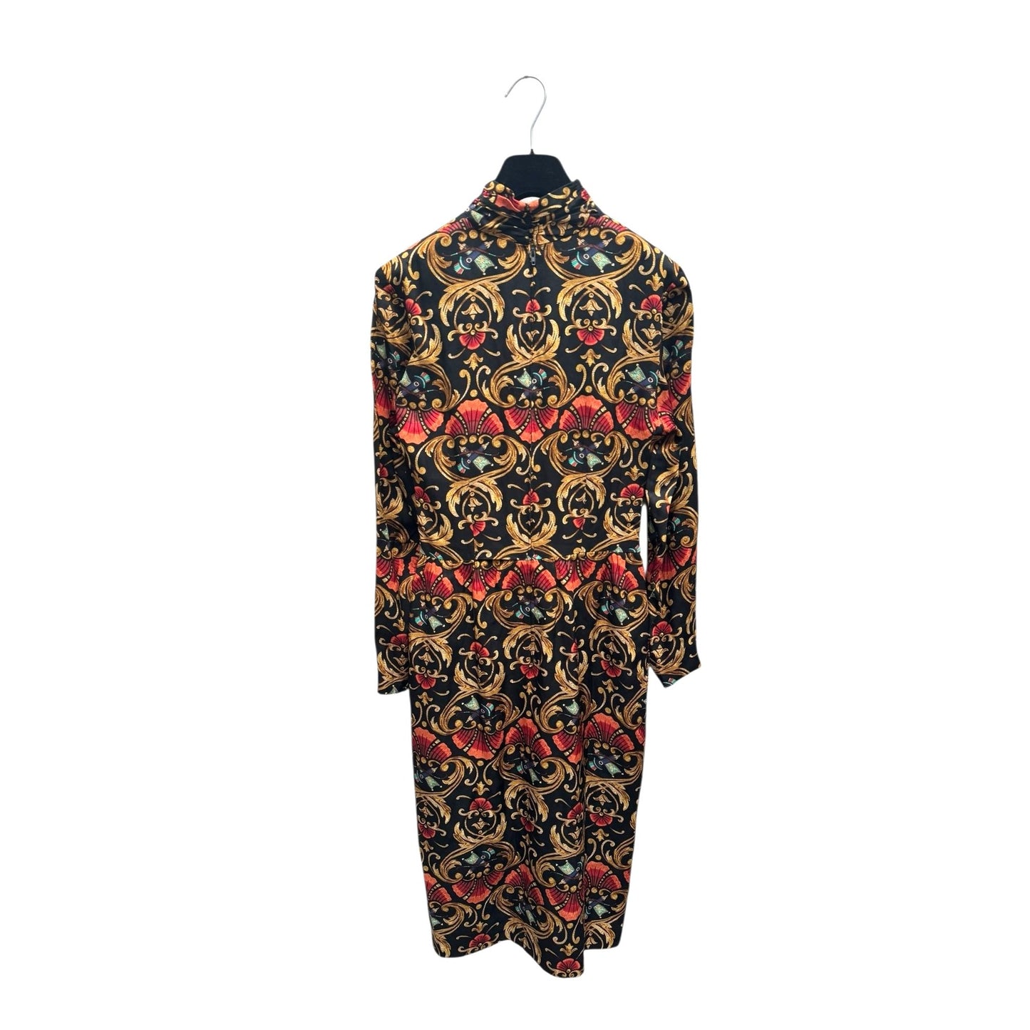 Vintage Baroque Print Silk Dress