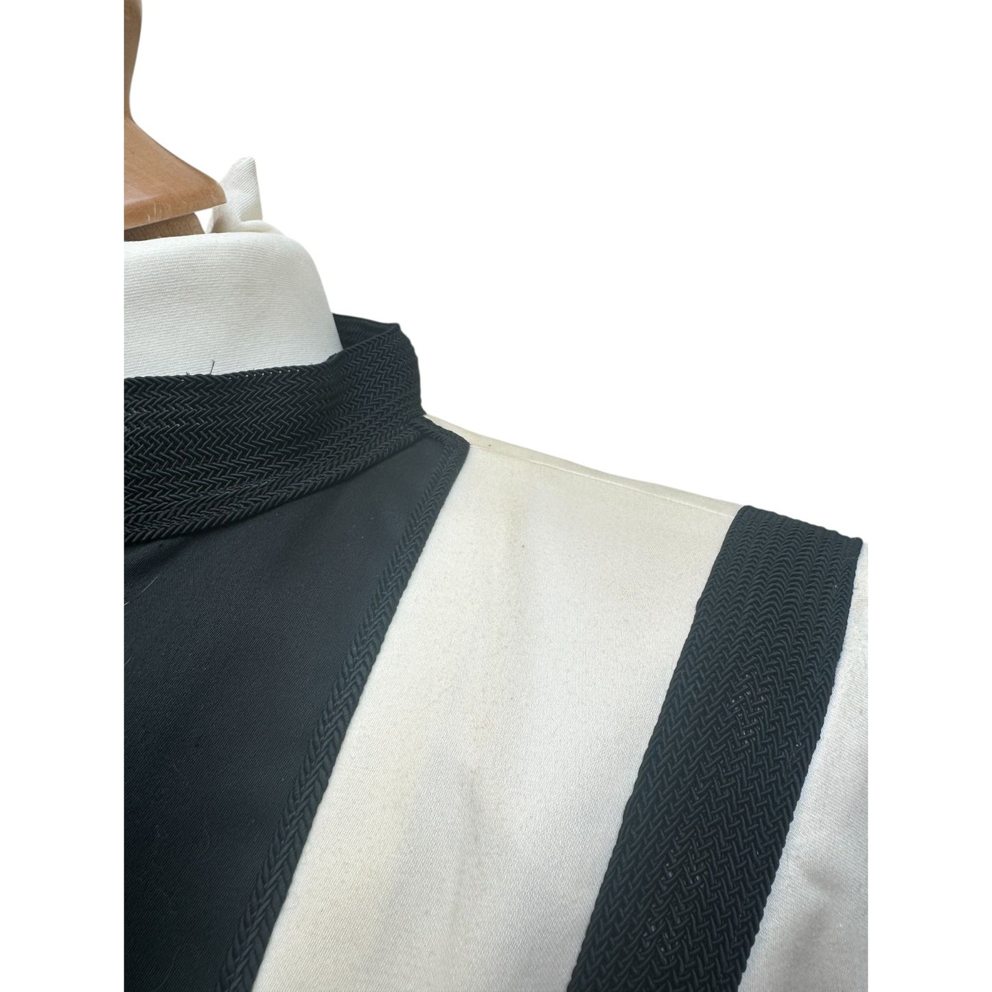 1990 Ecru & Black Military-Inspired Cotton Jacket