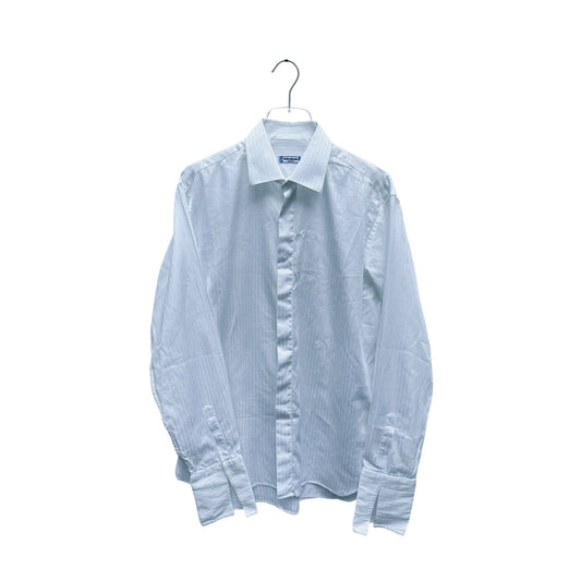 White Striped Shirt with Embroidered Monogram