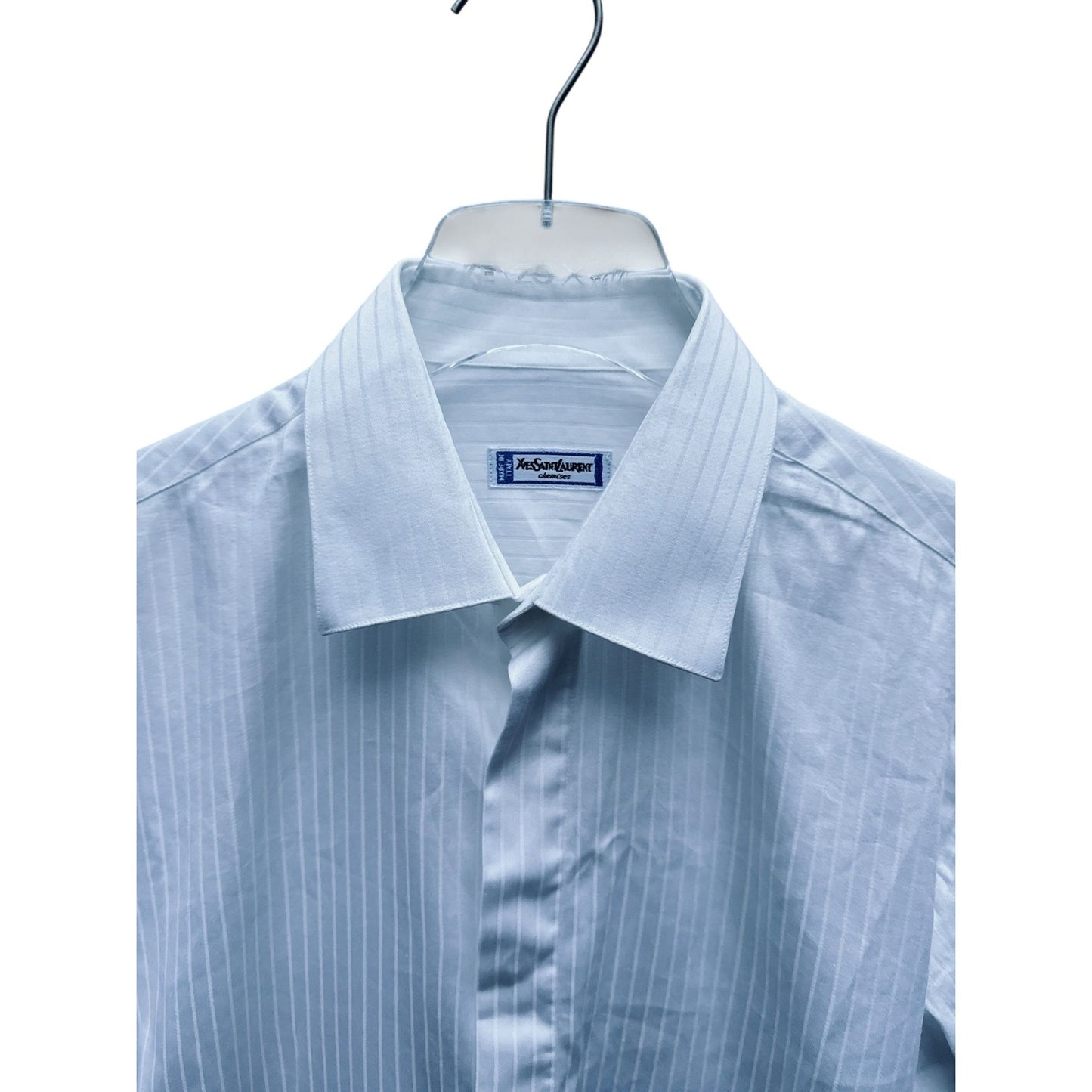 White Striped Shirt with Embroidered Monogram