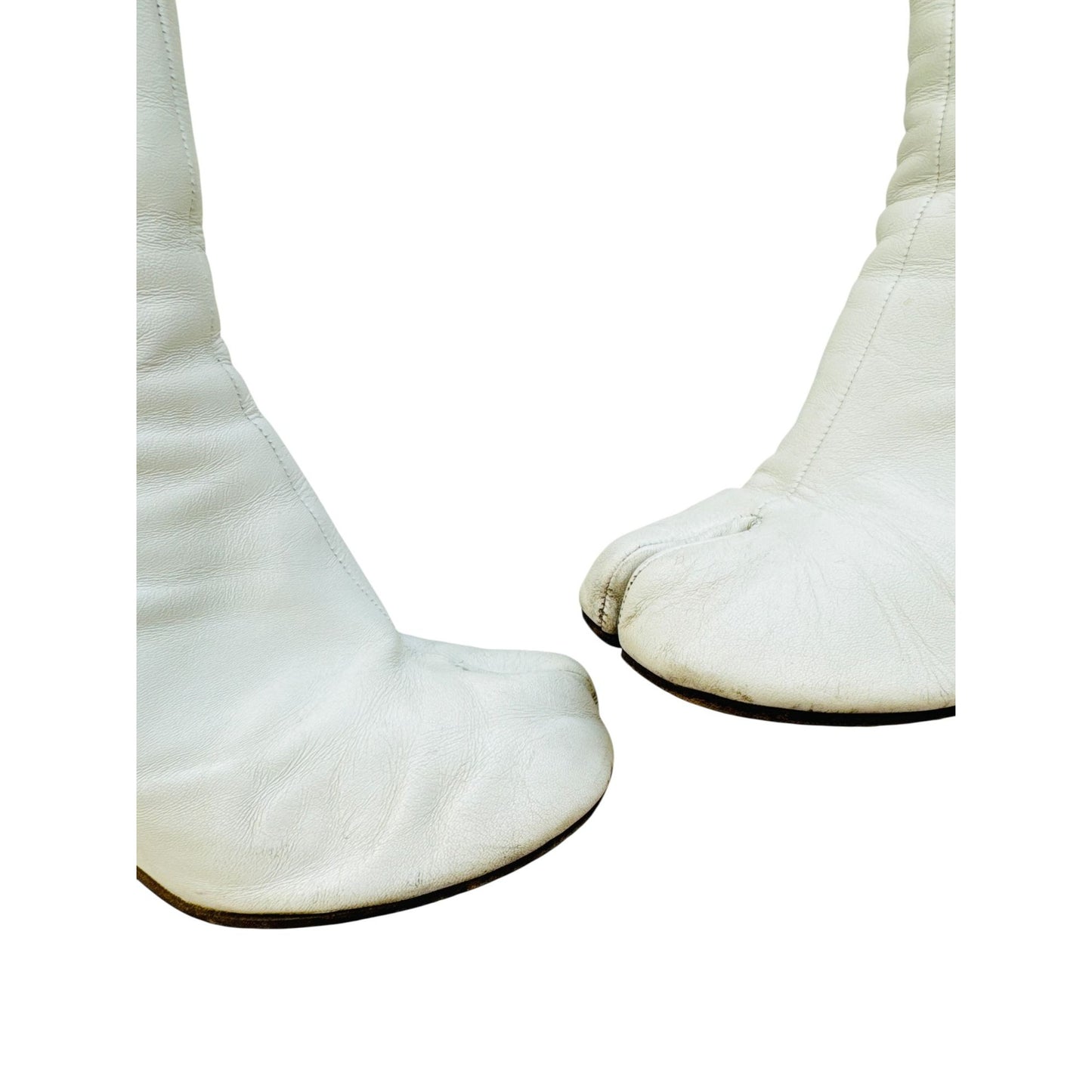 White Leather Tabi Boots