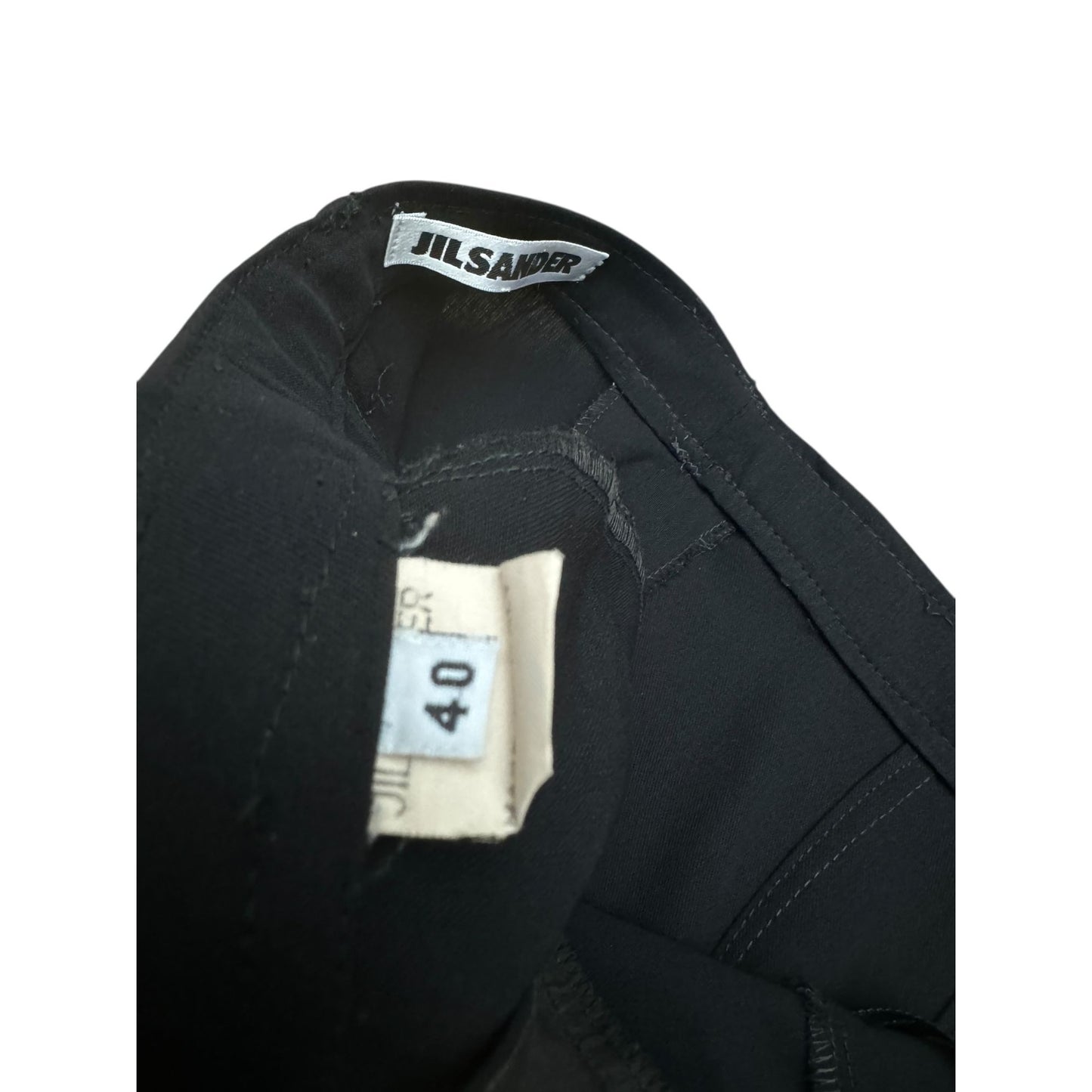 High-Waisted Black Wool Tailored Trousers