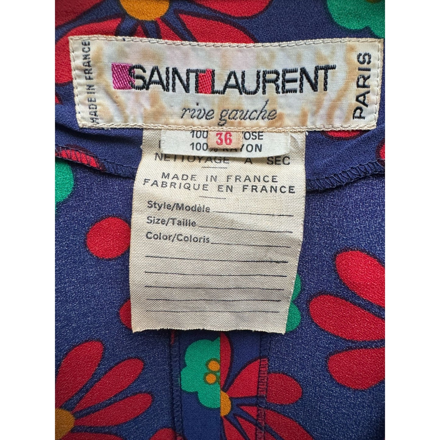 1970s Floral Viscose Ruffle Shirt Size FR 36 (fits like S)