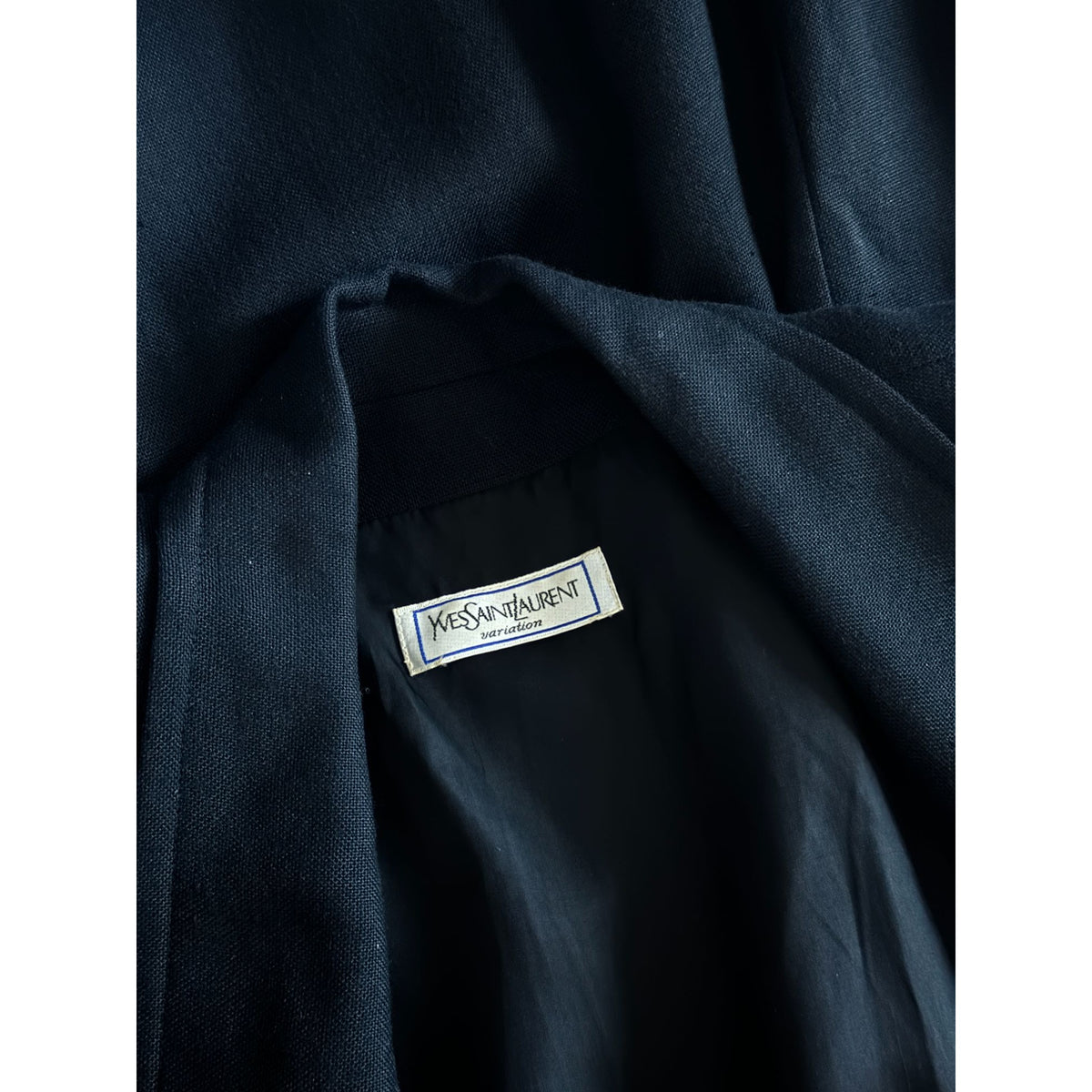 1990s Black Linen Wrap Dress