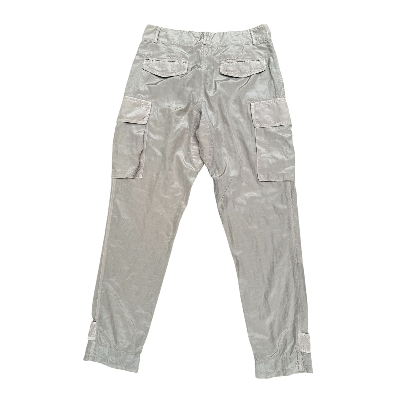 Beige Silk Blend Cargo Pants