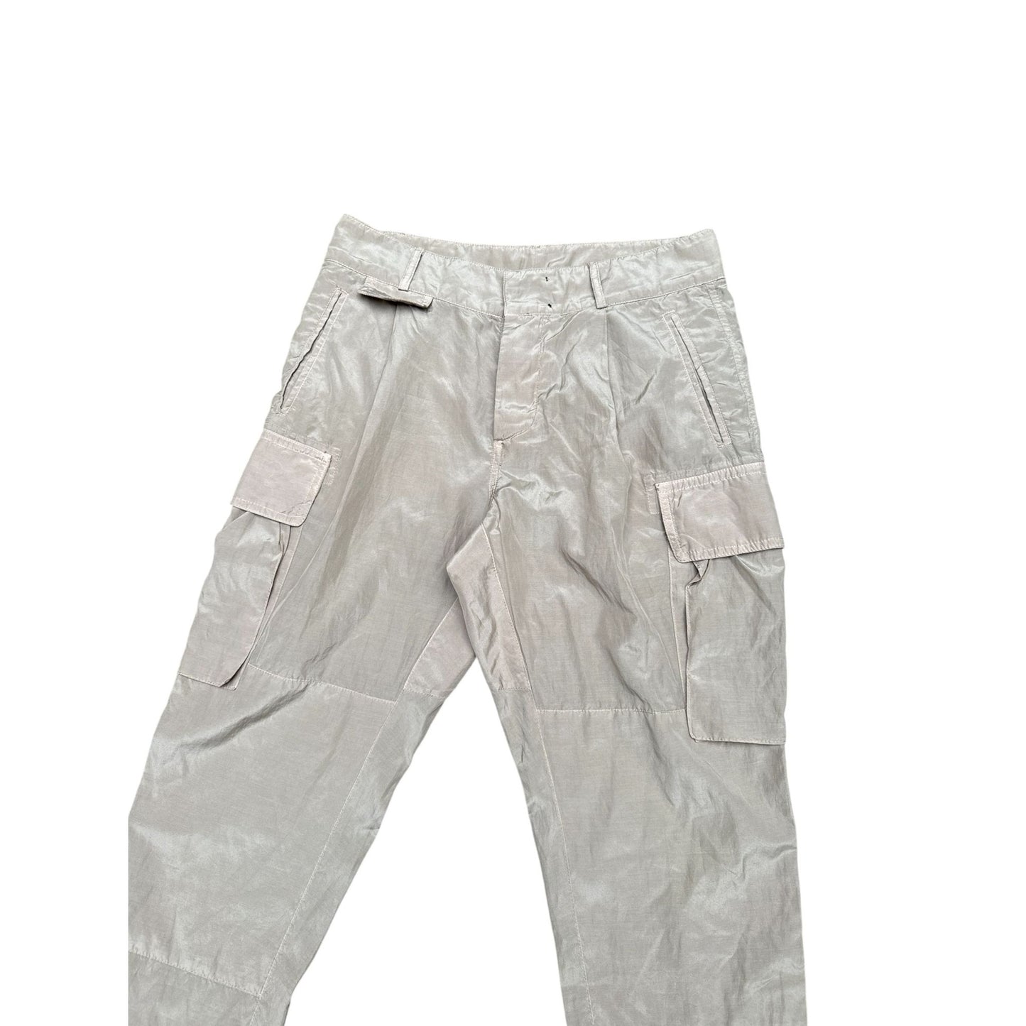 Beige Silk Blend Cargo Pants