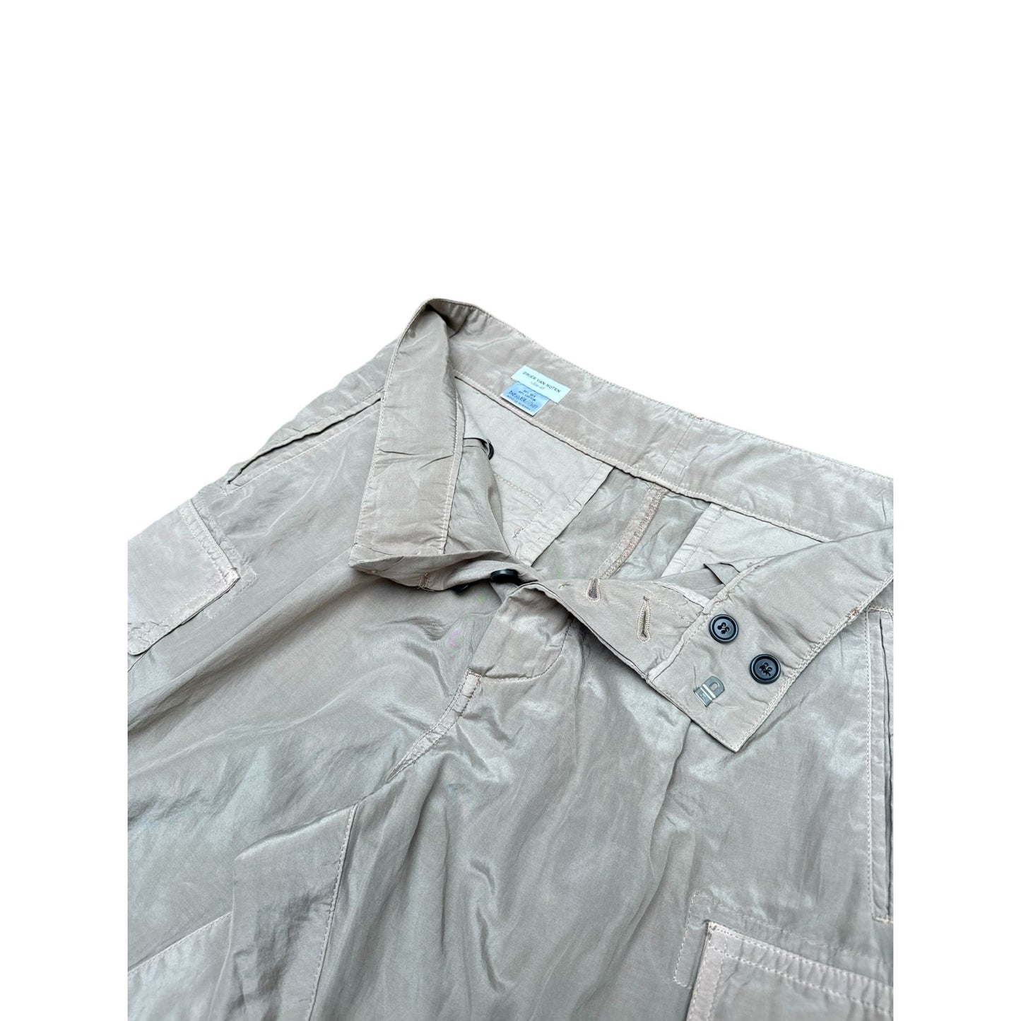 Beige Silk Blend Cargo Pants
