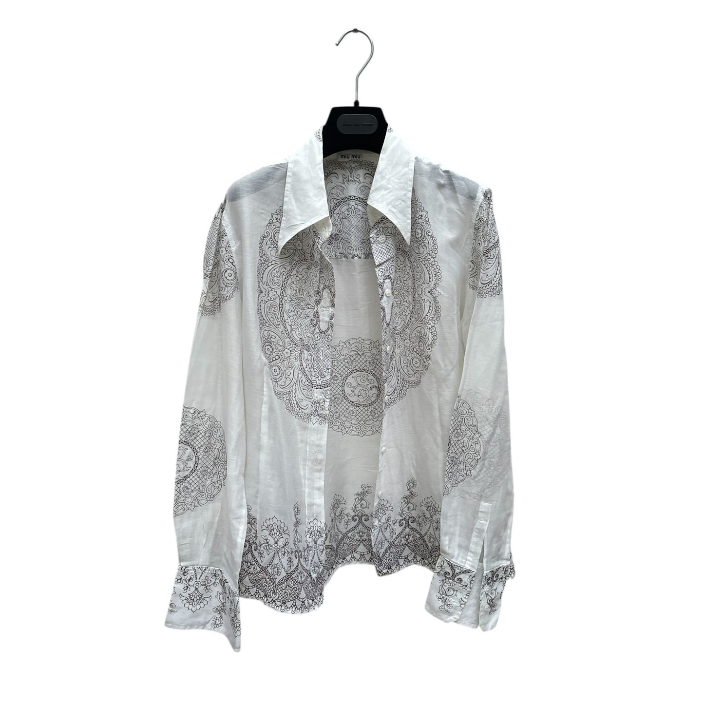 White Sheer Cotton Paisley Shirt