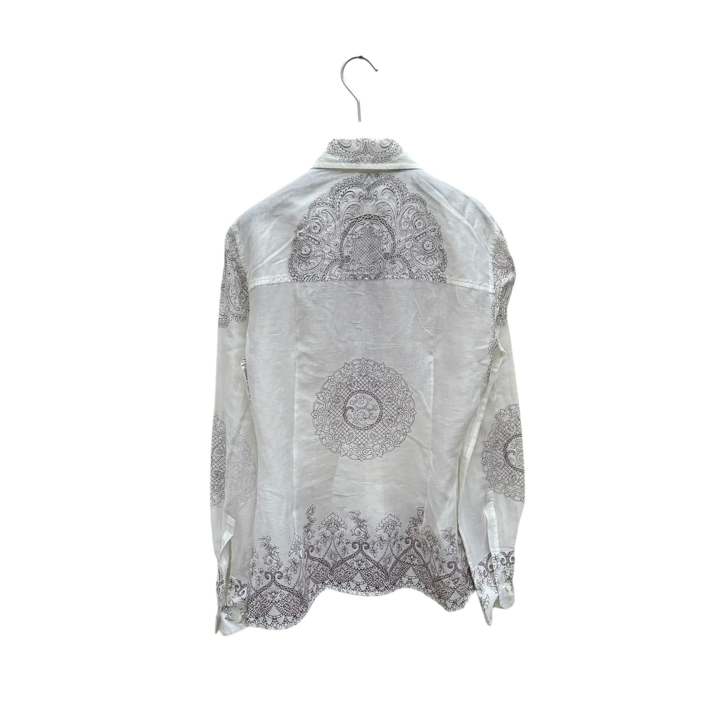 White Sheer Cotton Paisley Shirt