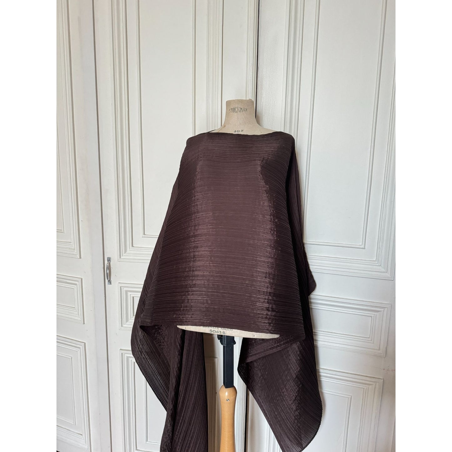 Pleats Please Sculptural Cape in Chocolate Brown
