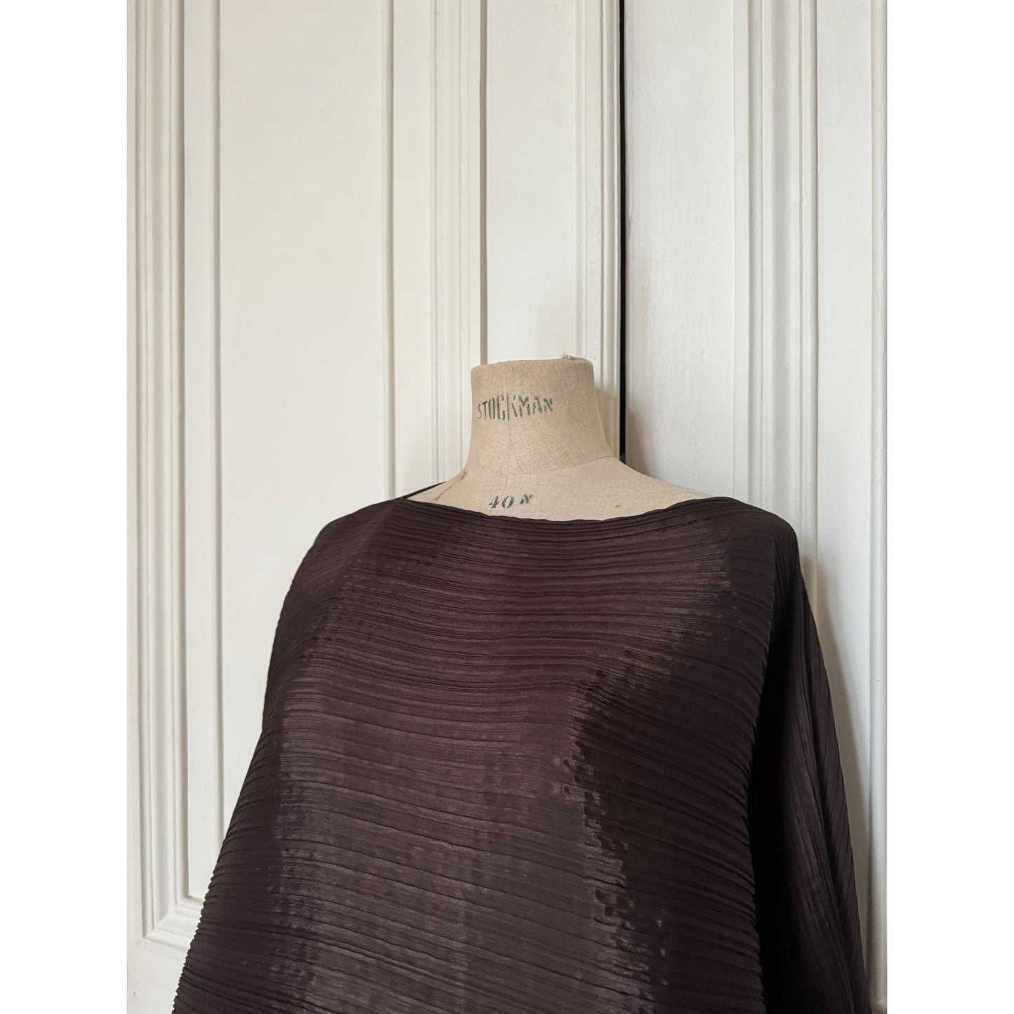 Pleats Please Sculptural Cape in Chocolate Brown