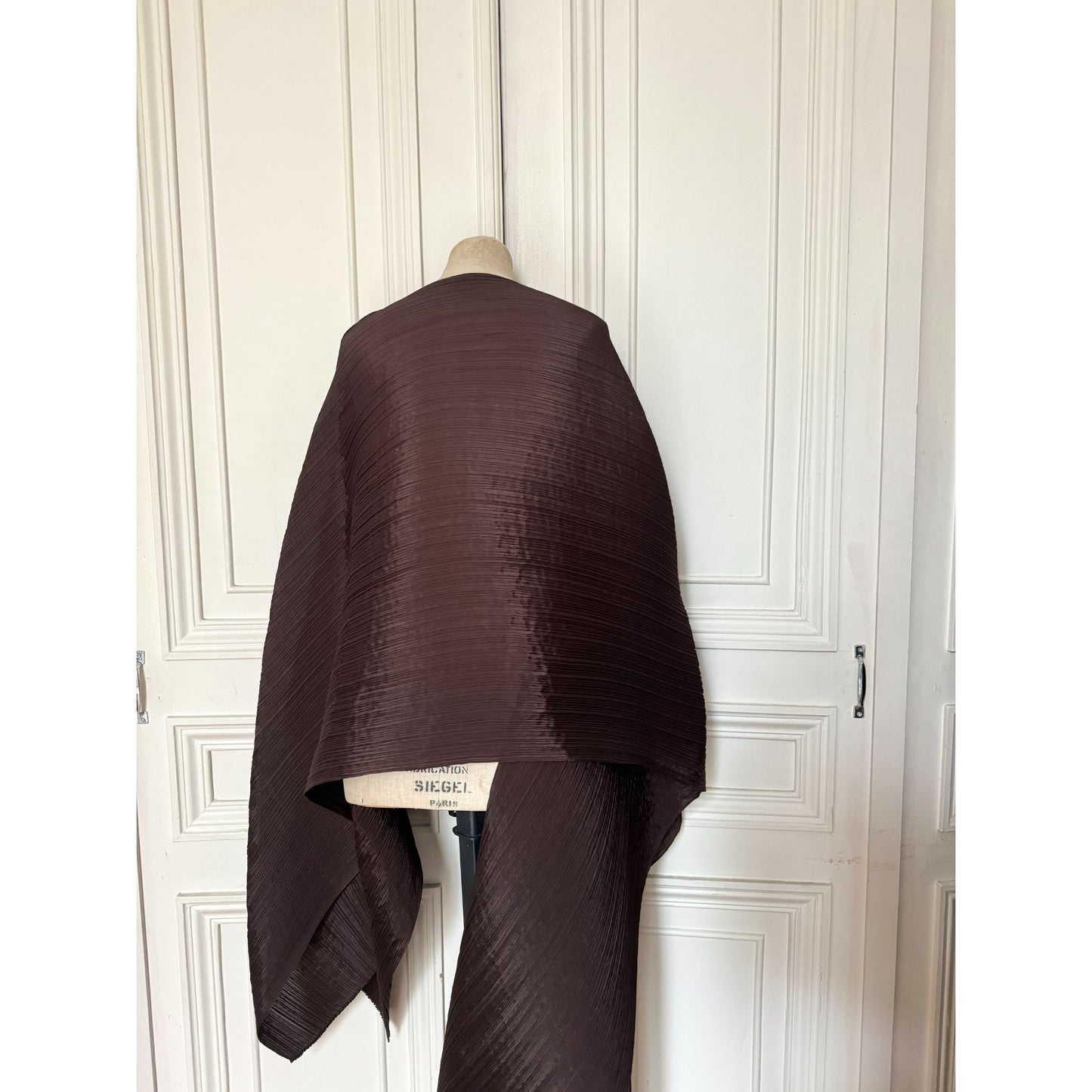 Pleats Please Sculptural Cape in Chocolate Brown