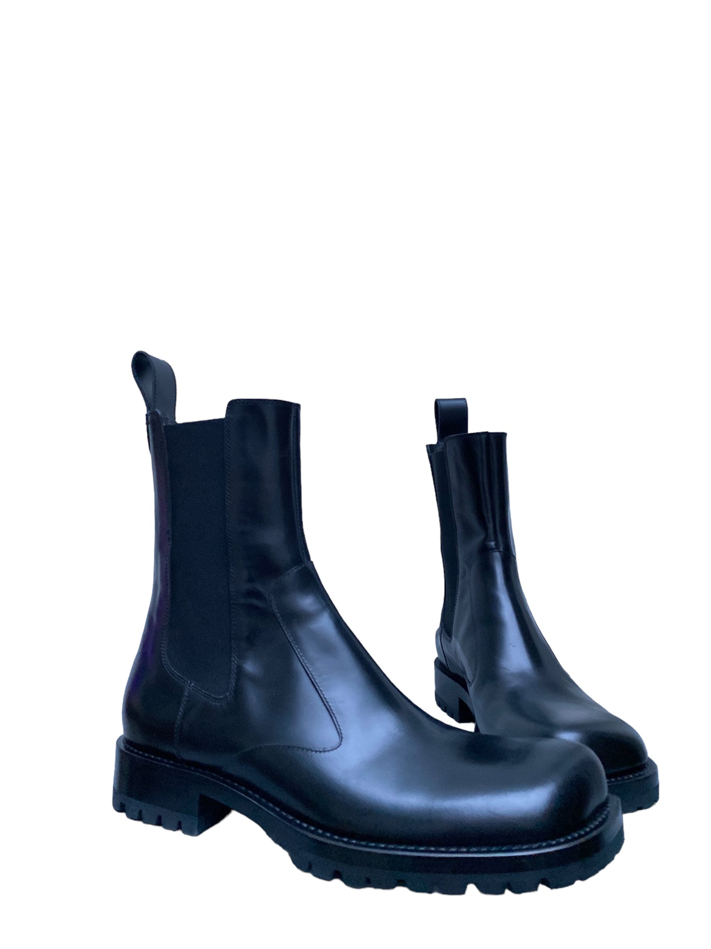 Dries Van Noten SS 2022 Black Square Chelsea Boots Size 44 / US 11