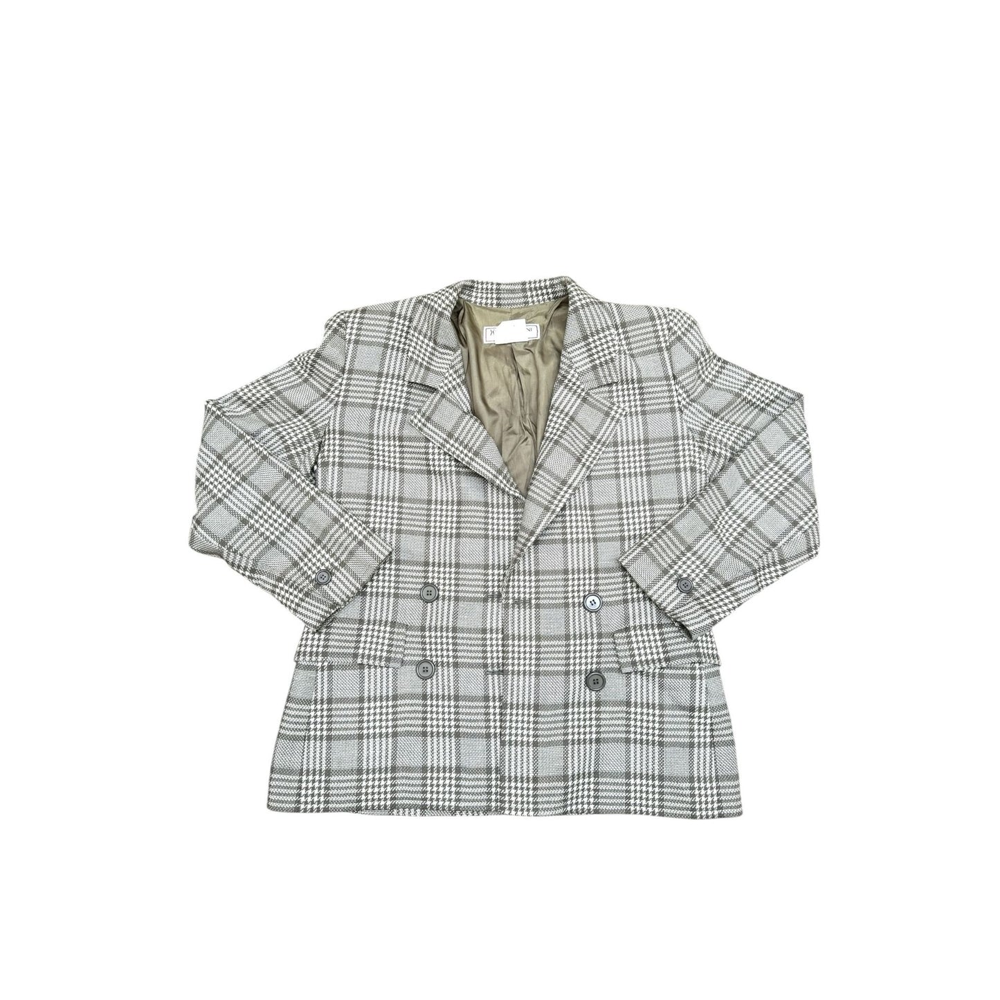 Brown Beige Checkered Skirt Suit