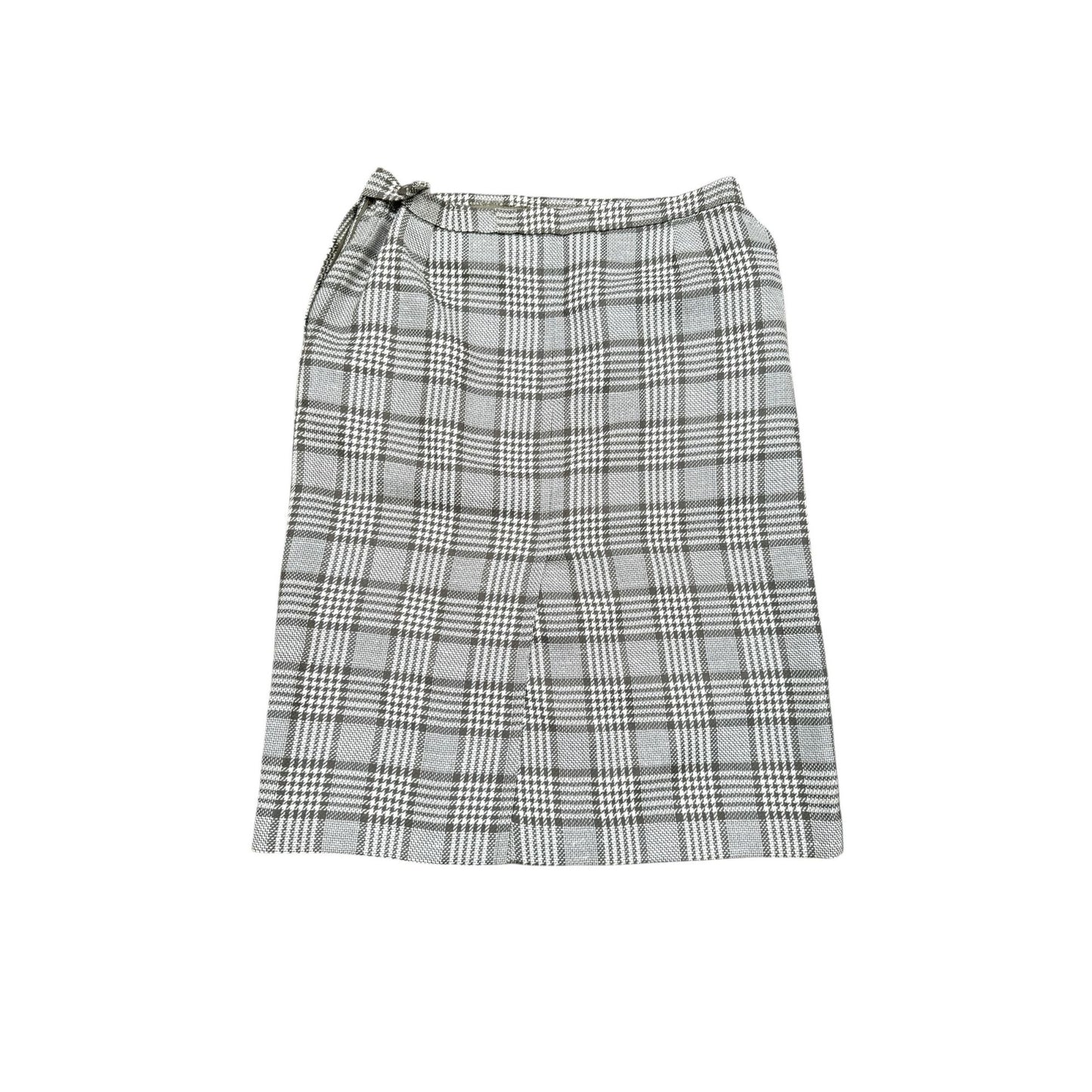 Brown Beige Checkered Skirt Suit
