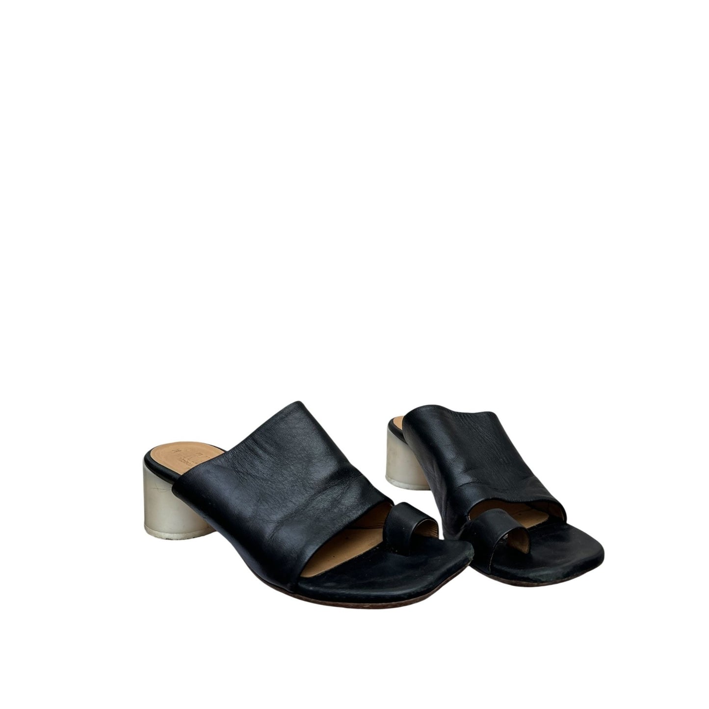 Black Leather Mules