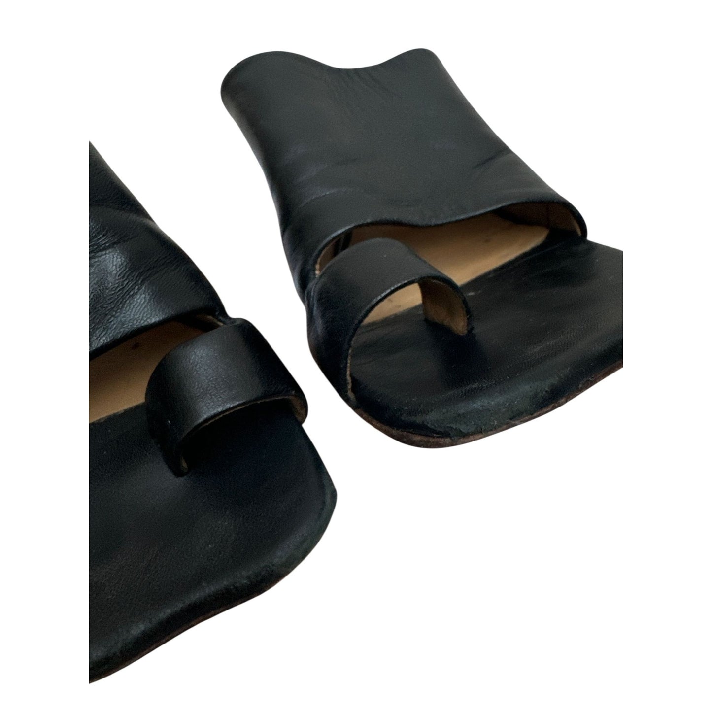 Black Leather Mules