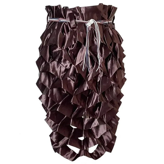 Spring Summer 1991 Burgundy Ruffle Skirt