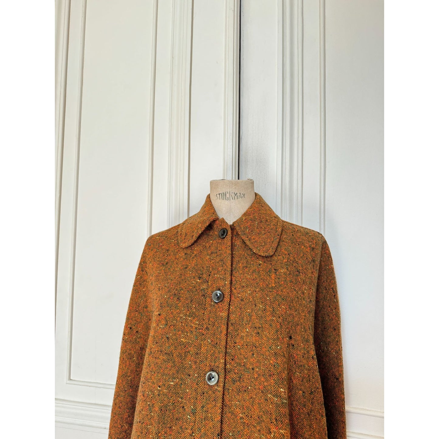1970s Wool Tweed Cape in Burnt Sienna Melange