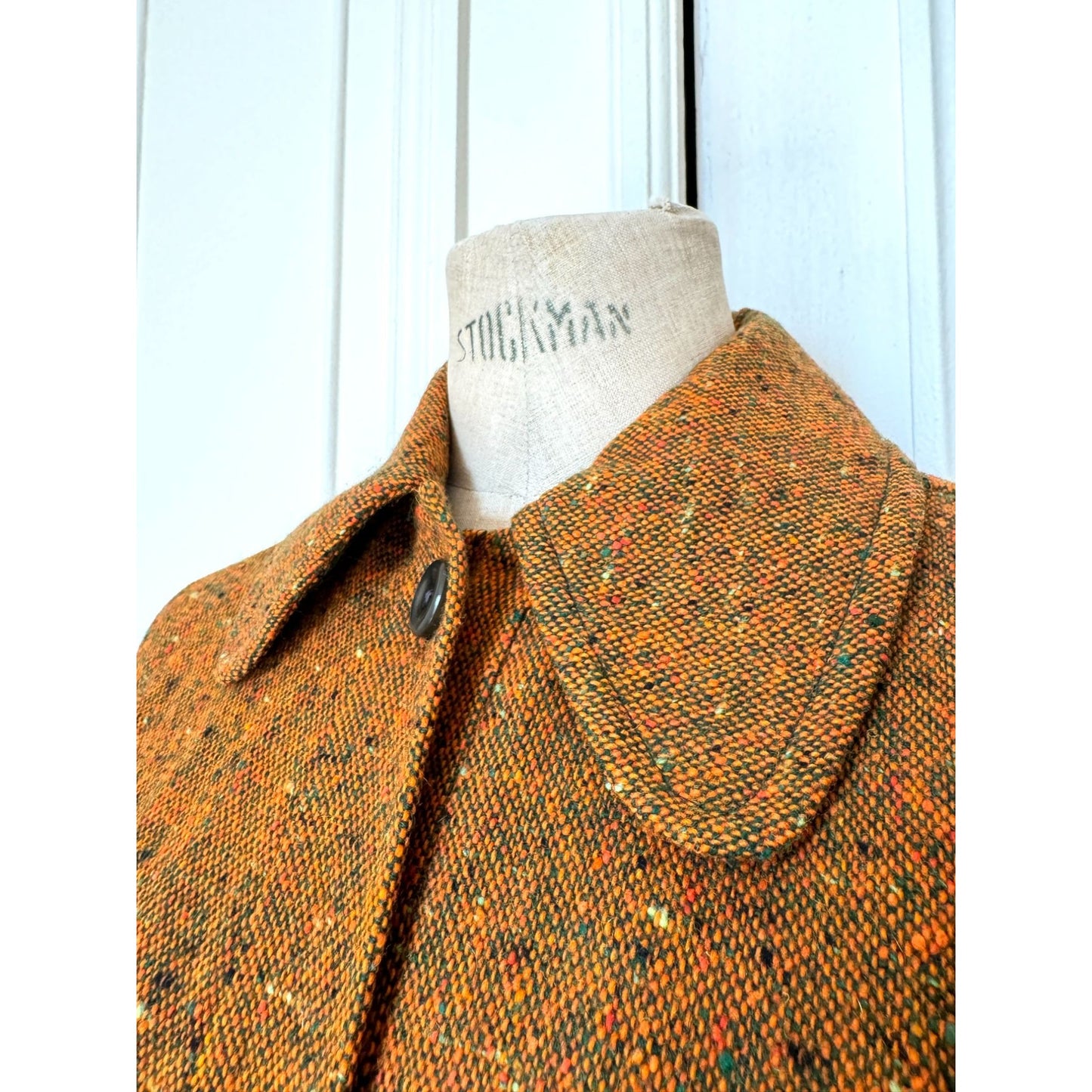 1970s Wool Tweed Cape in Burnt Sienna Melange
