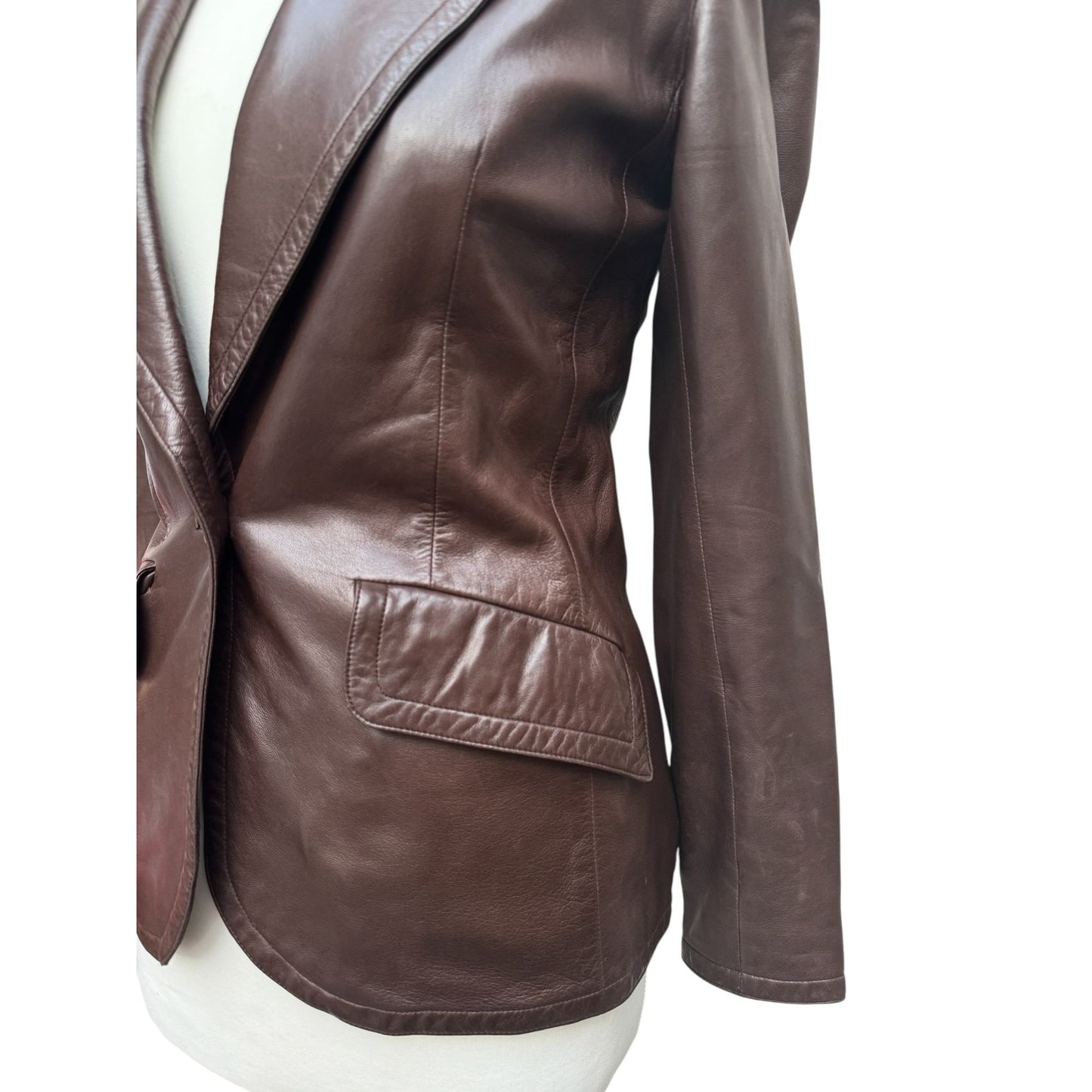 1970s Brown Leather Tailored Jacket