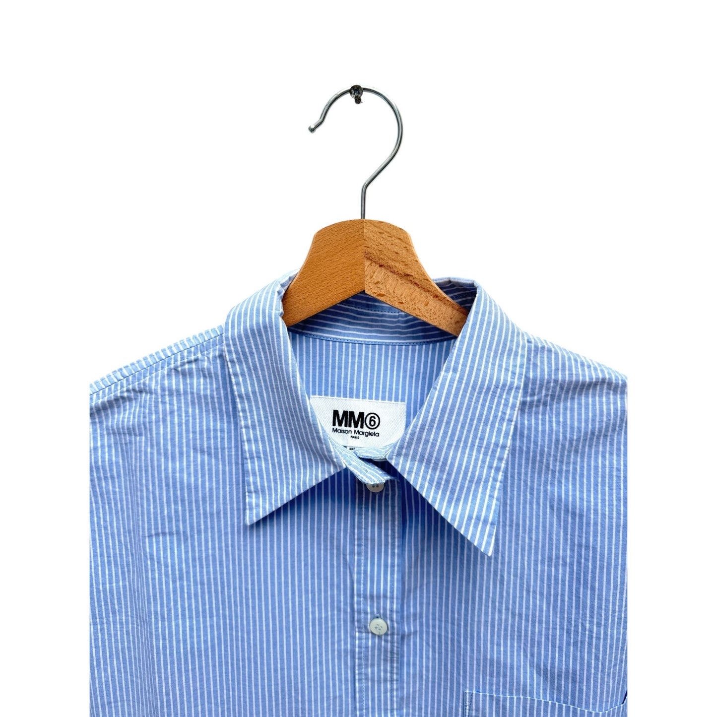 SS 2019 White & Blue Striped Circular Shirt