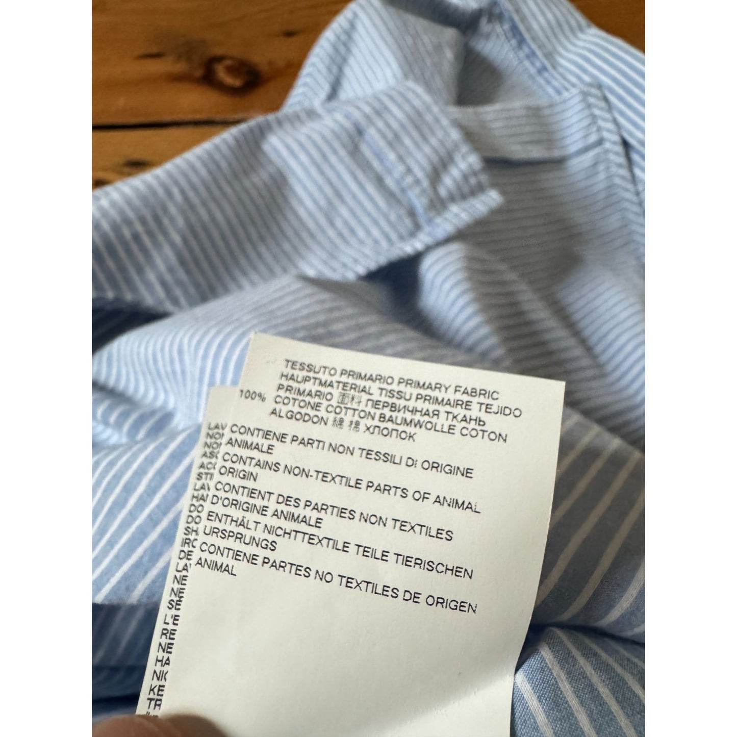 SS 2019 White & Blue Striped Circular Shirt