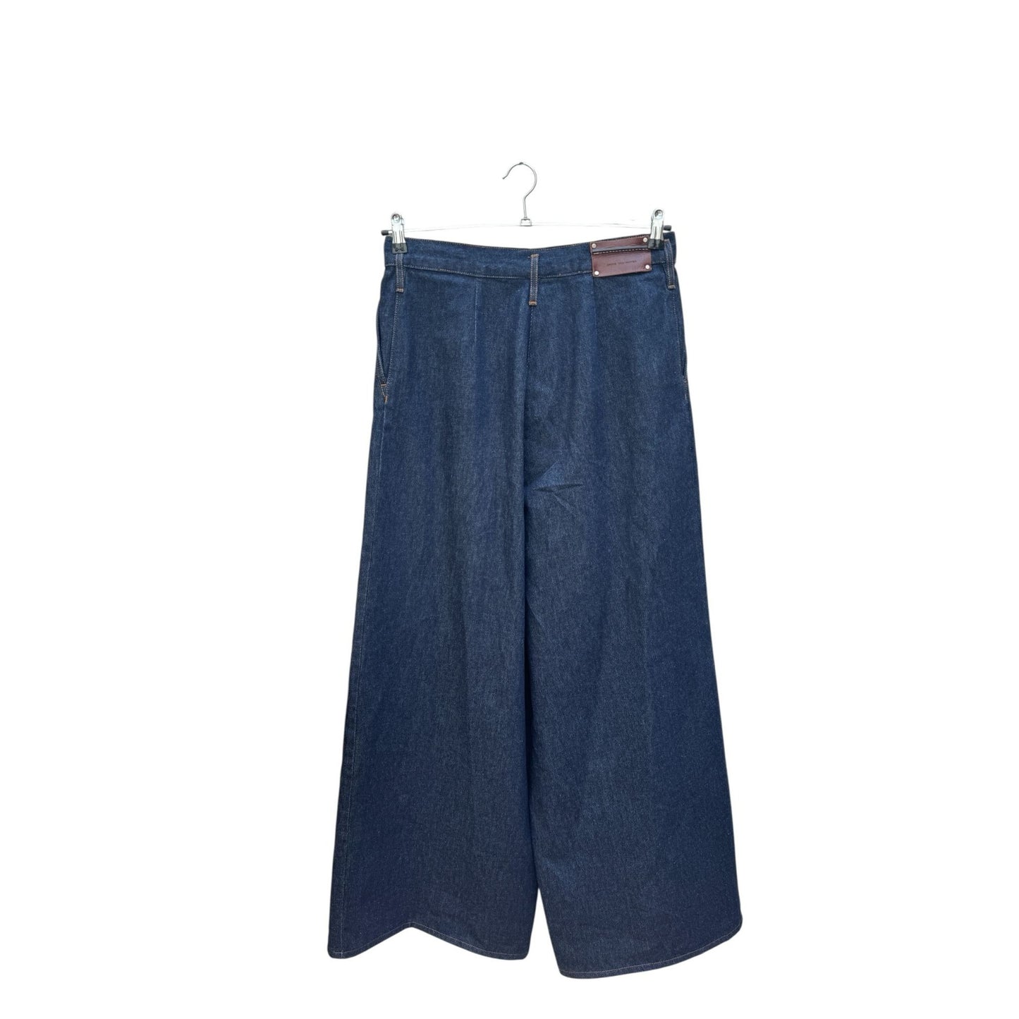 Raw Denim Wide Pleated Jeans