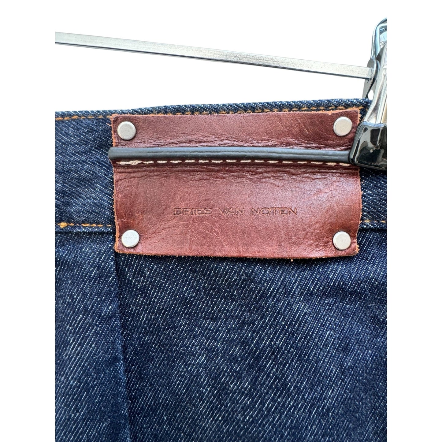 Raw Denim Wide Pleated Jeans