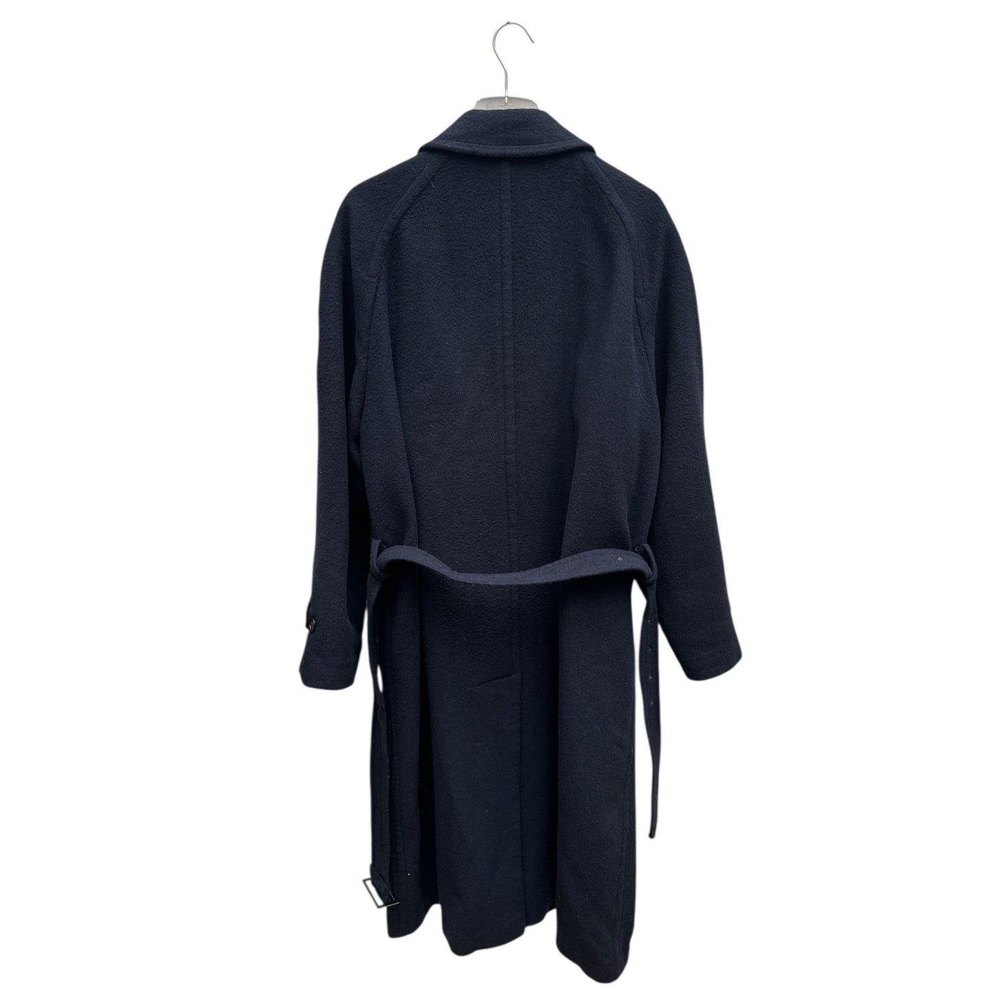 Heavy Navy Wool Belted Overcoat