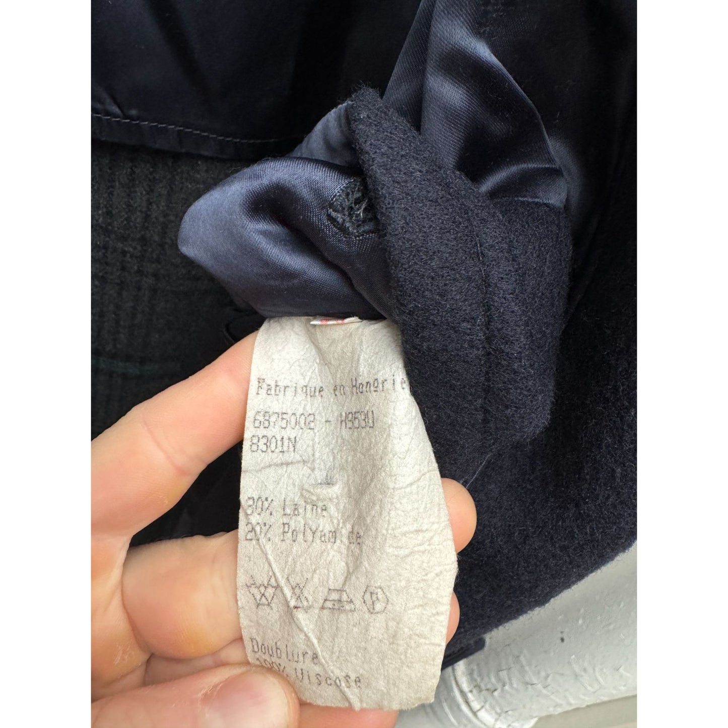 Heavy Navy Wool Belted Overcoat