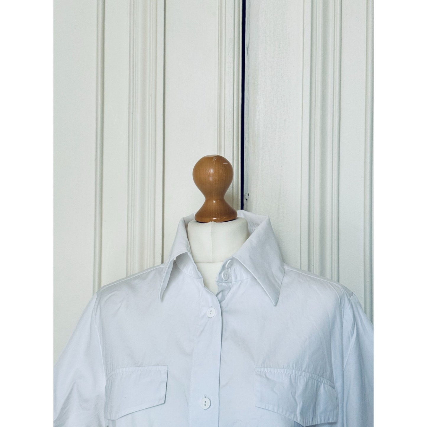 2020 White Cotton Cropped Shirt