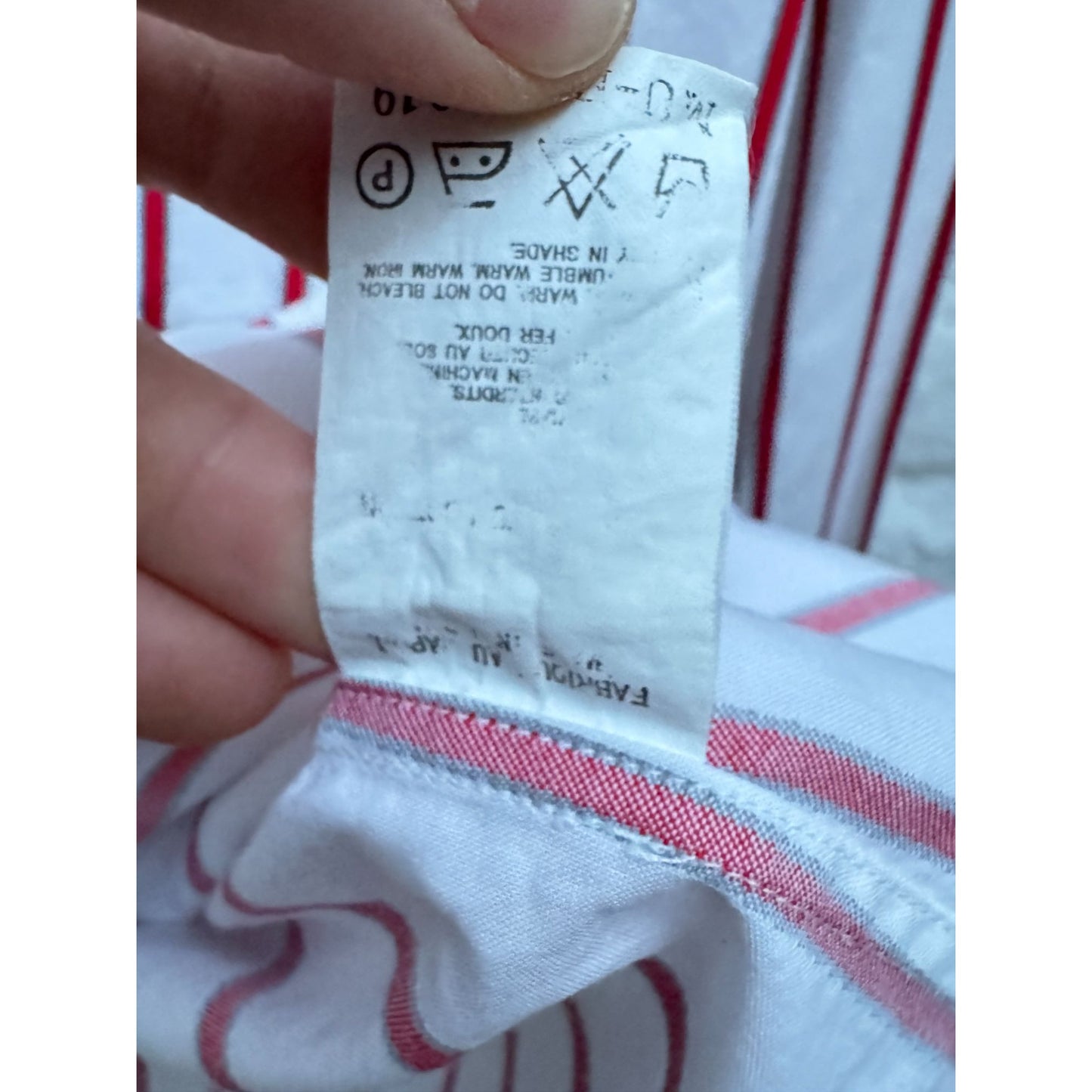 White & Red Vertical Stripe Shirt