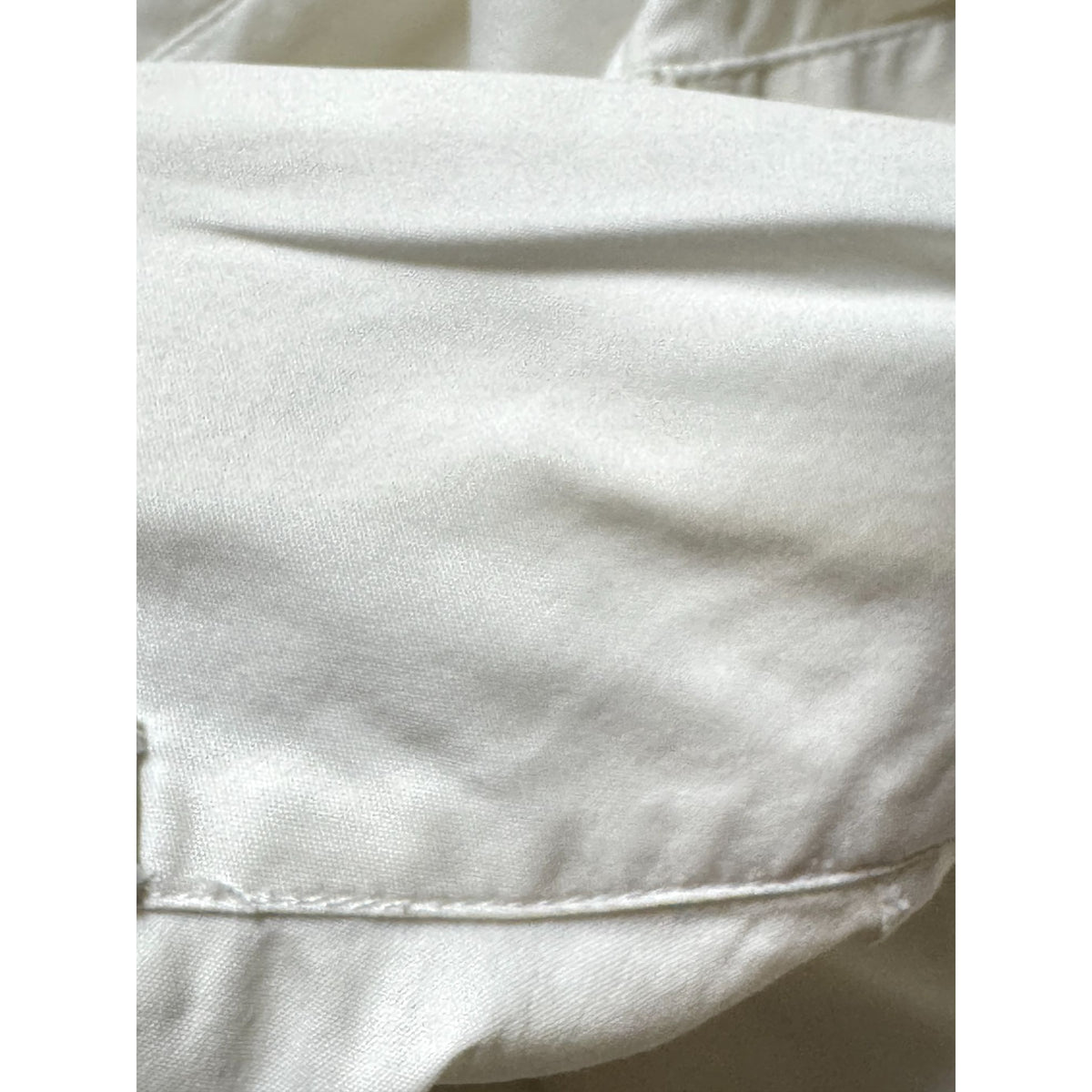 White Ruched Stretch Cotton Button-Down Shirt