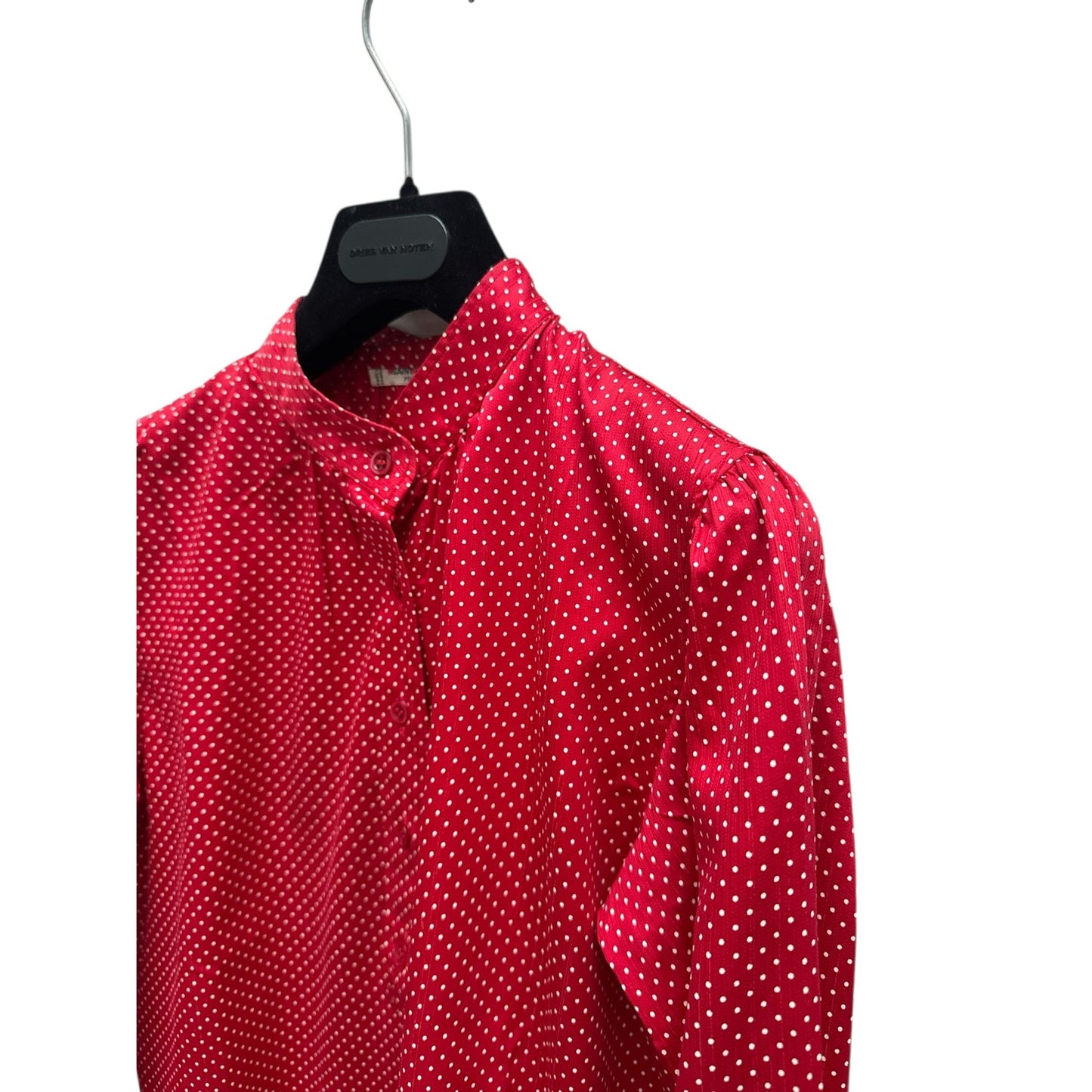 Vintage Red Polka Dot Silk Blouse