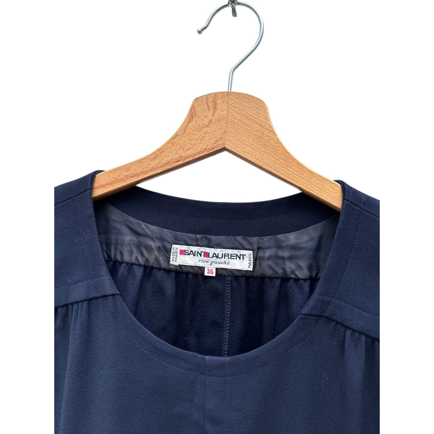 1970s Sleeveless Navy Wool Dress